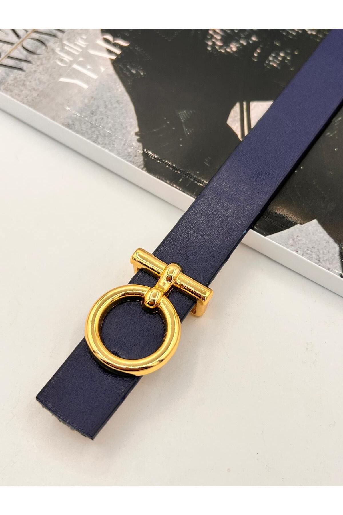 NOİR LUXE Oval Gold Tokalı Kadın Kemer Pantolon Kemeri Elbise Kemeri Gömlek Kemeri Ceket Kemer