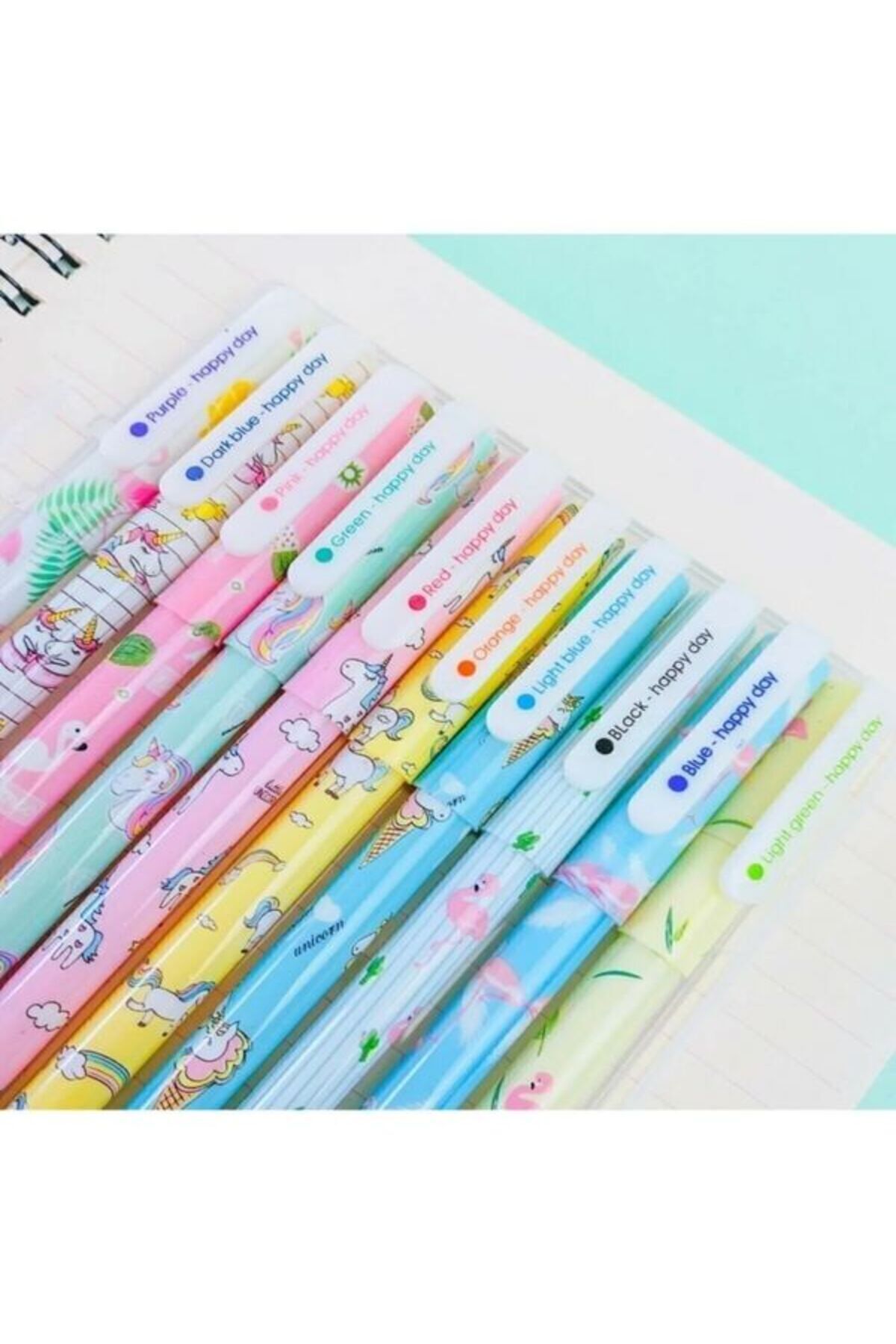 minidünyam-Set of 10 Unicorn-Flamingo Colored Gel Pens 2