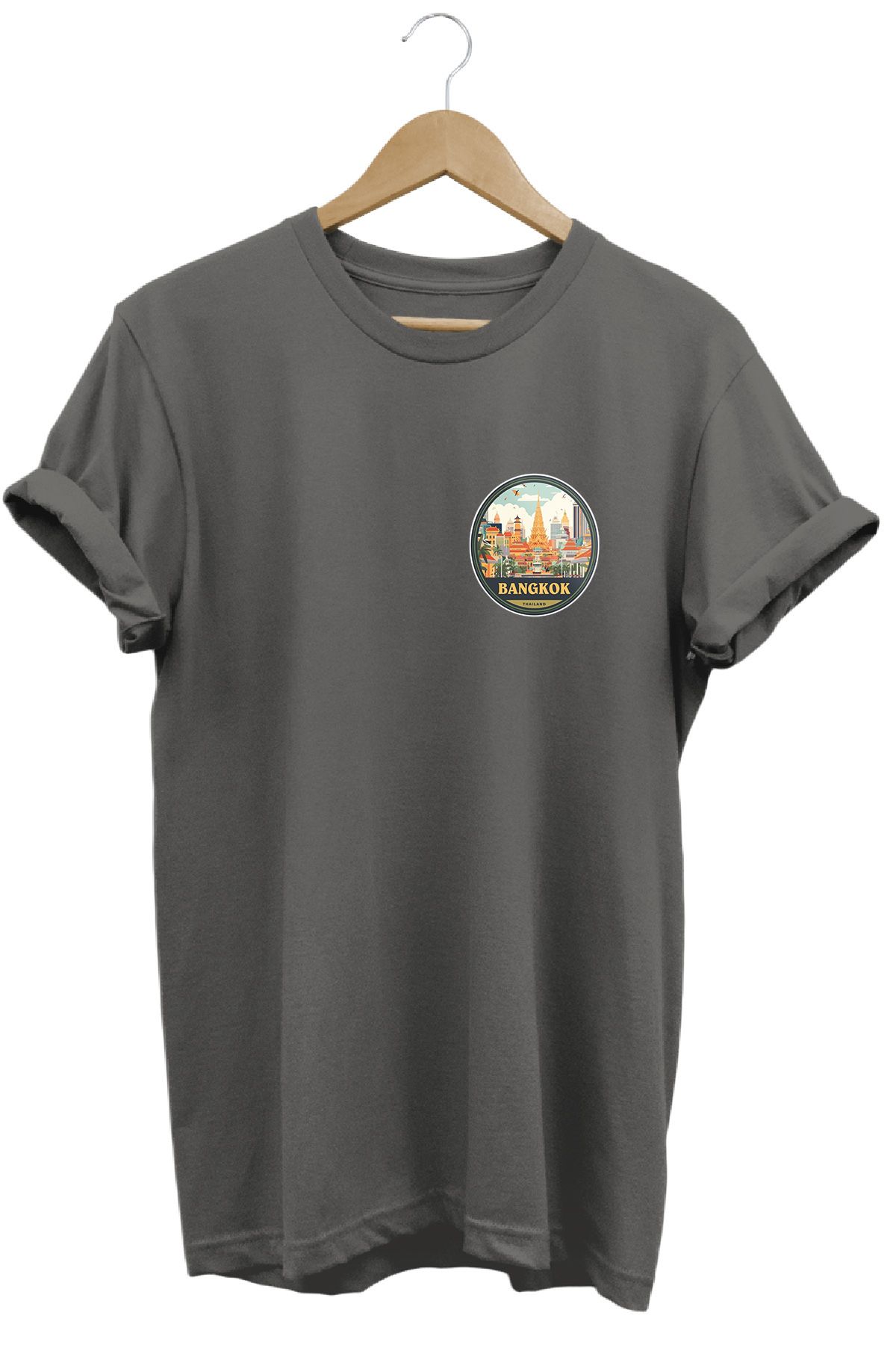 remonz Şehirler Serisi Bangkok Baskılı %100 Pamuk Regular Fit Bisiklet Yaka T-shirt