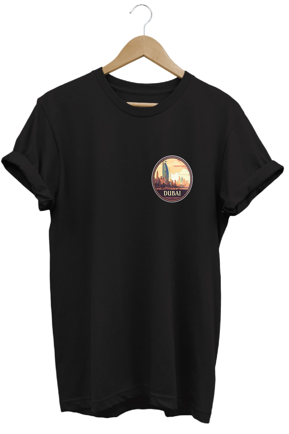 remonz Şehirler Serisi Dubai Baskılı %100 Pamuk Regular Fit Bisiklet Yaka T-shirt