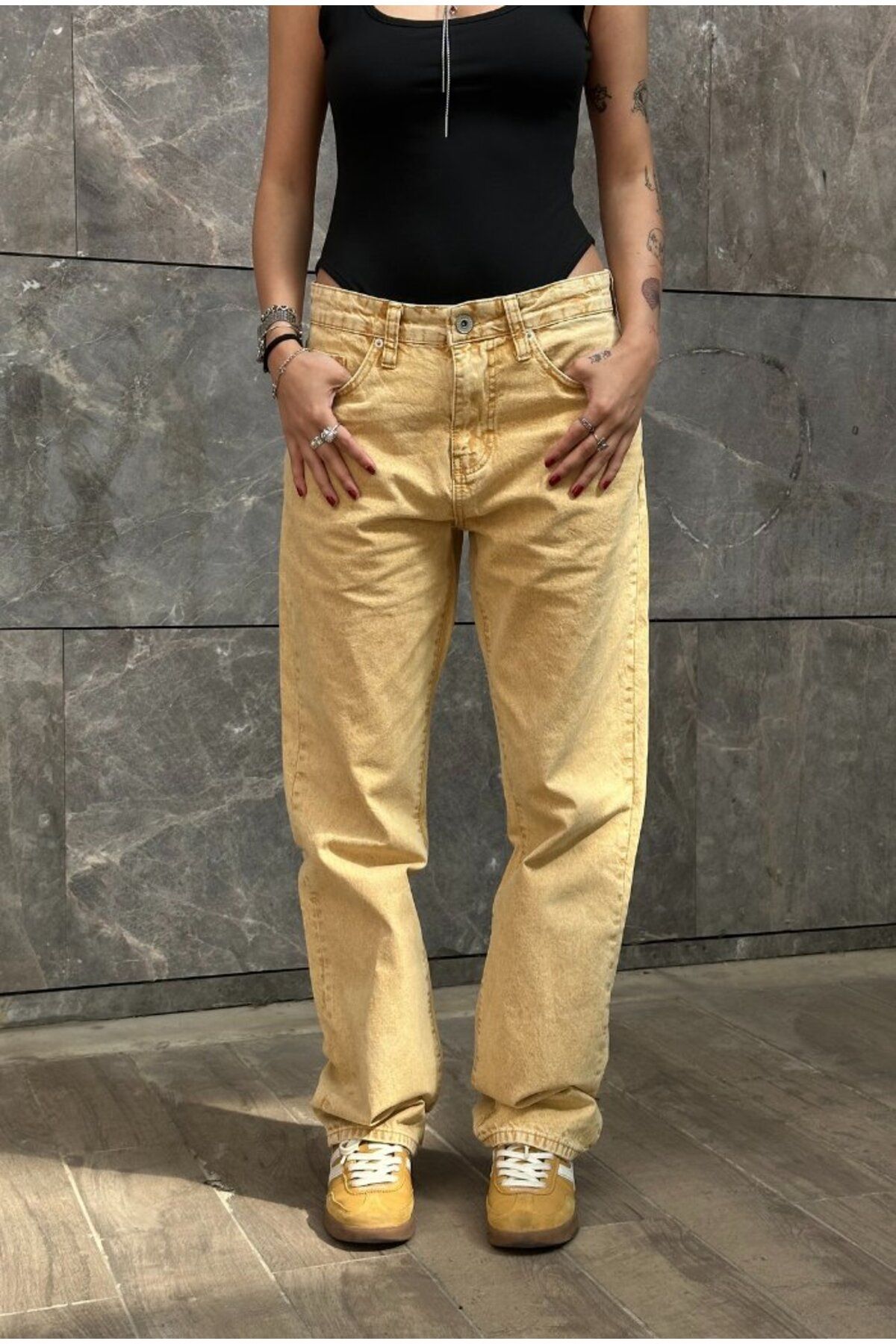 serline Premium Taşlamalı Baggy Pantolon