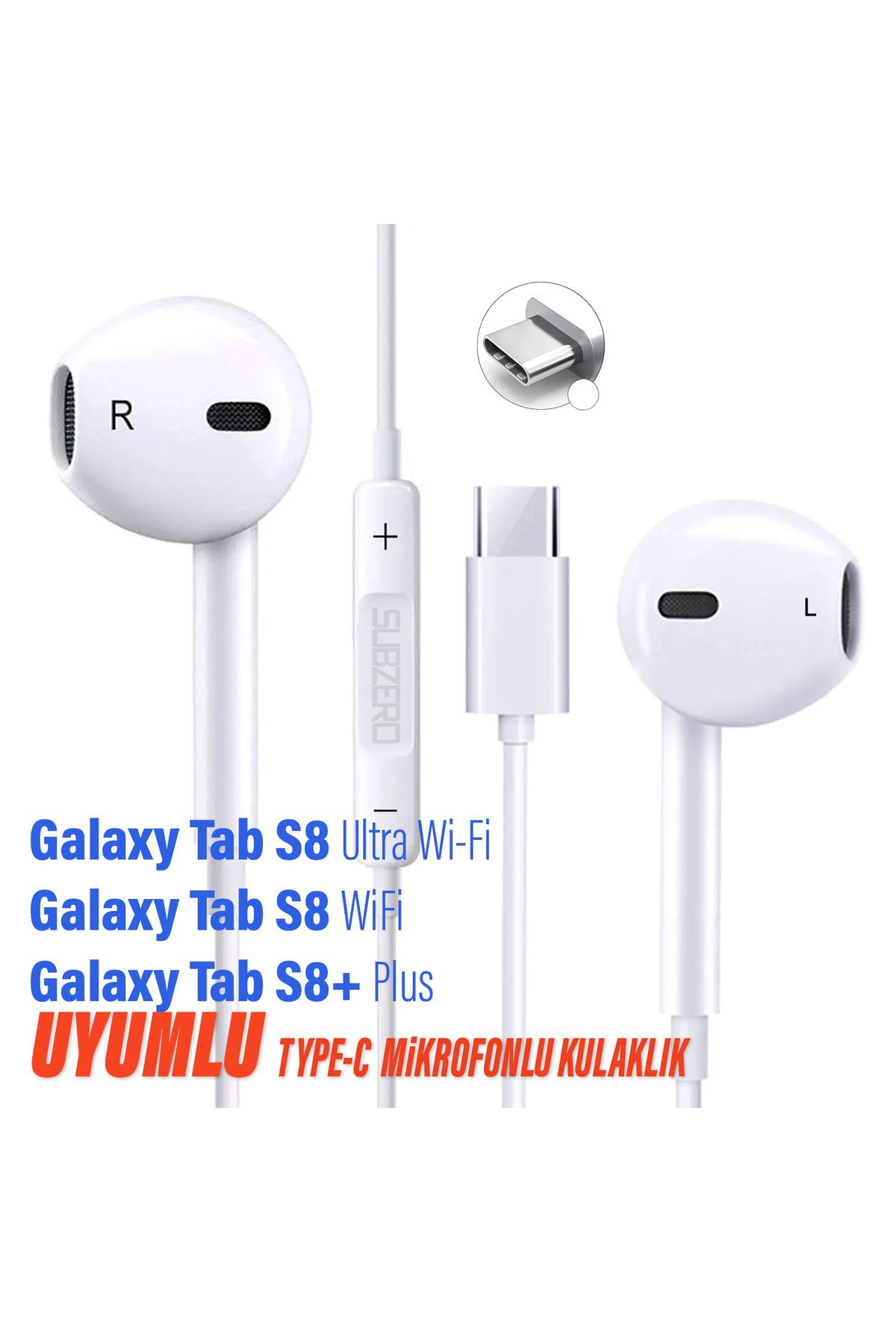 EXENAR Samsung Galaxy Tab S8 Ultra Wifi / S8 Plus + / S8 FE Uyumlu Type-C Mikrofonlu Kulaklık
