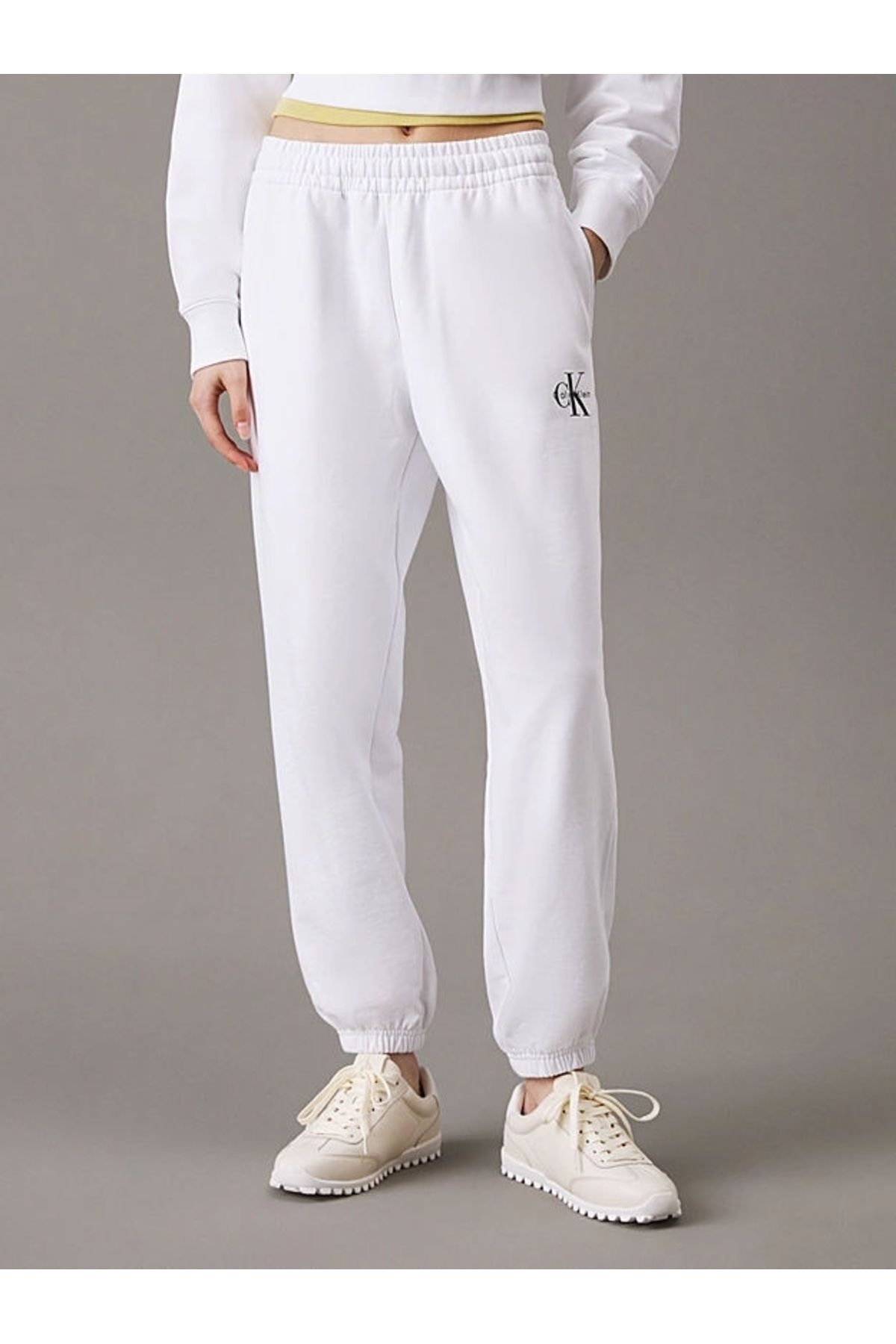 CK Jeans Monogram Logolu Jogger Kadın Beyaz Eşofman Altı Lv047b235g-yaa