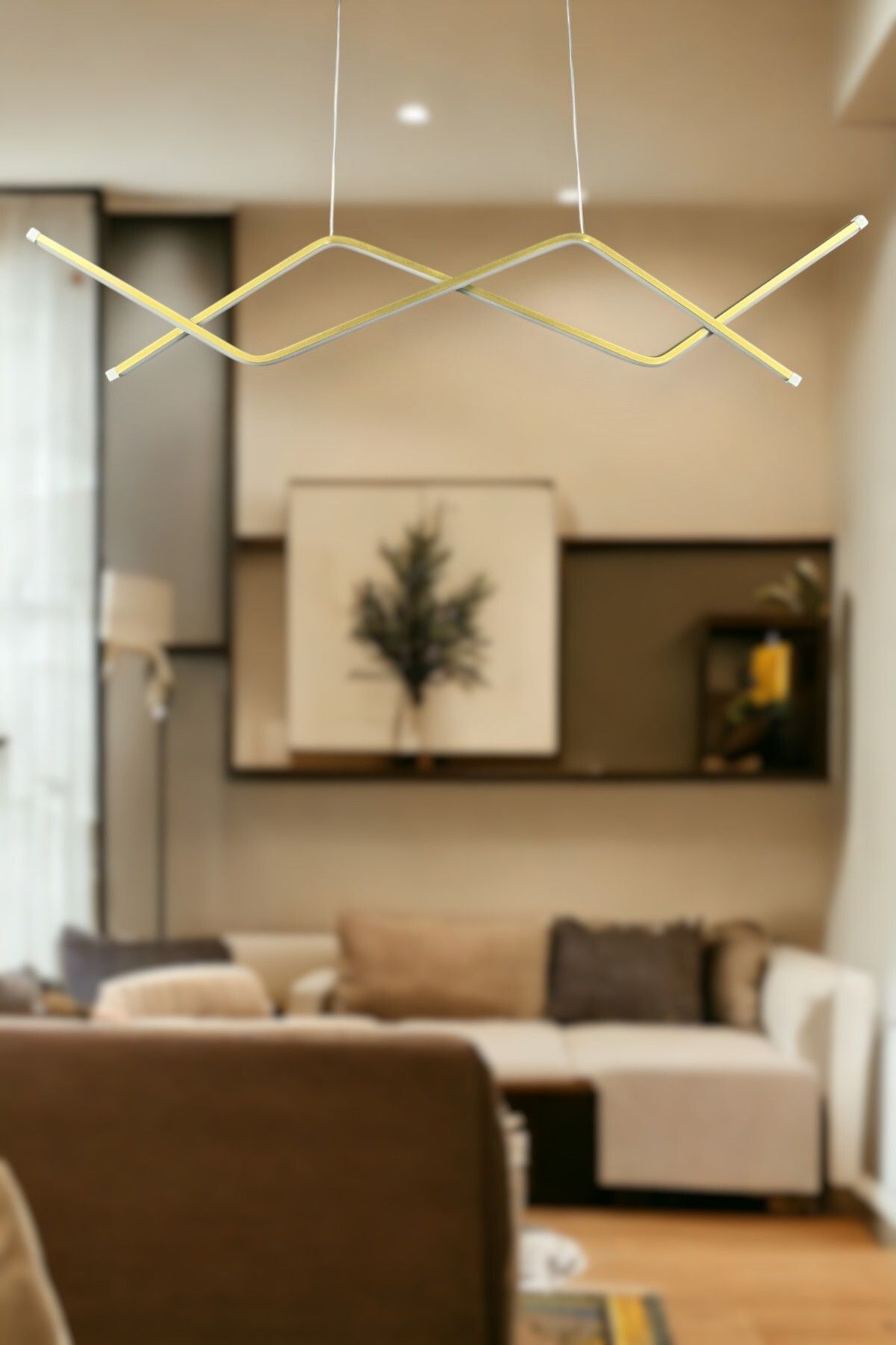 LEGACY Utku Modern Tasarım Eskitme Renk Yemek Masası Üstü - Mutfak - Salon Beyaz Led 2 Li Avize