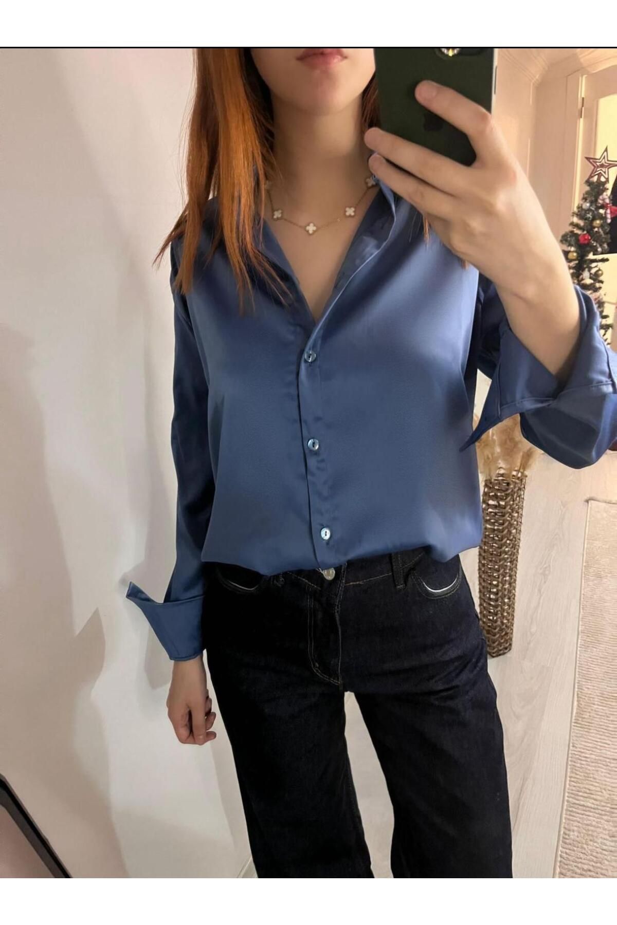 YTY MODA KADIN DÜZ SATEN GÖMLEK
