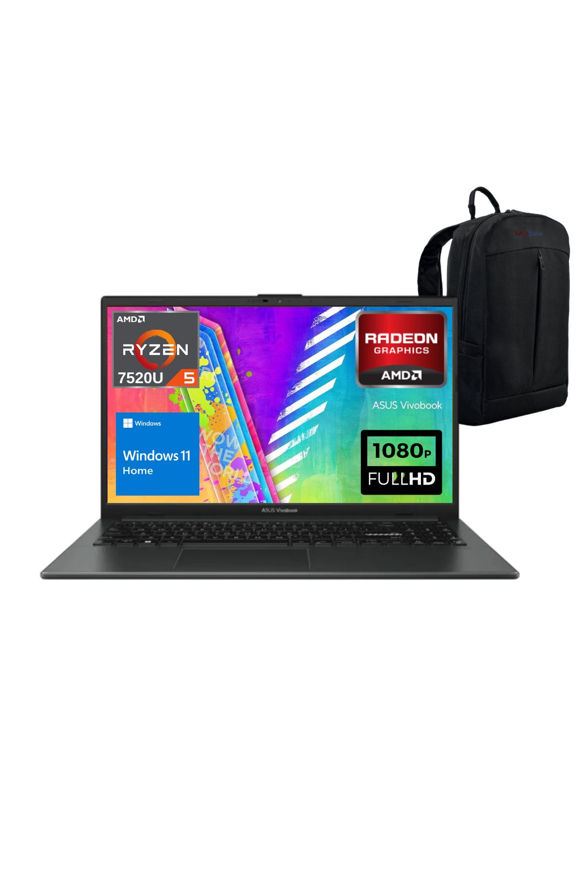 ASUS Vivobook 15 E1504FA-NJ993 Ryzen 5 7520U 16GB 512GB SSD W11 15.6" Fhd Laptop - Webzone Çanta WZ3