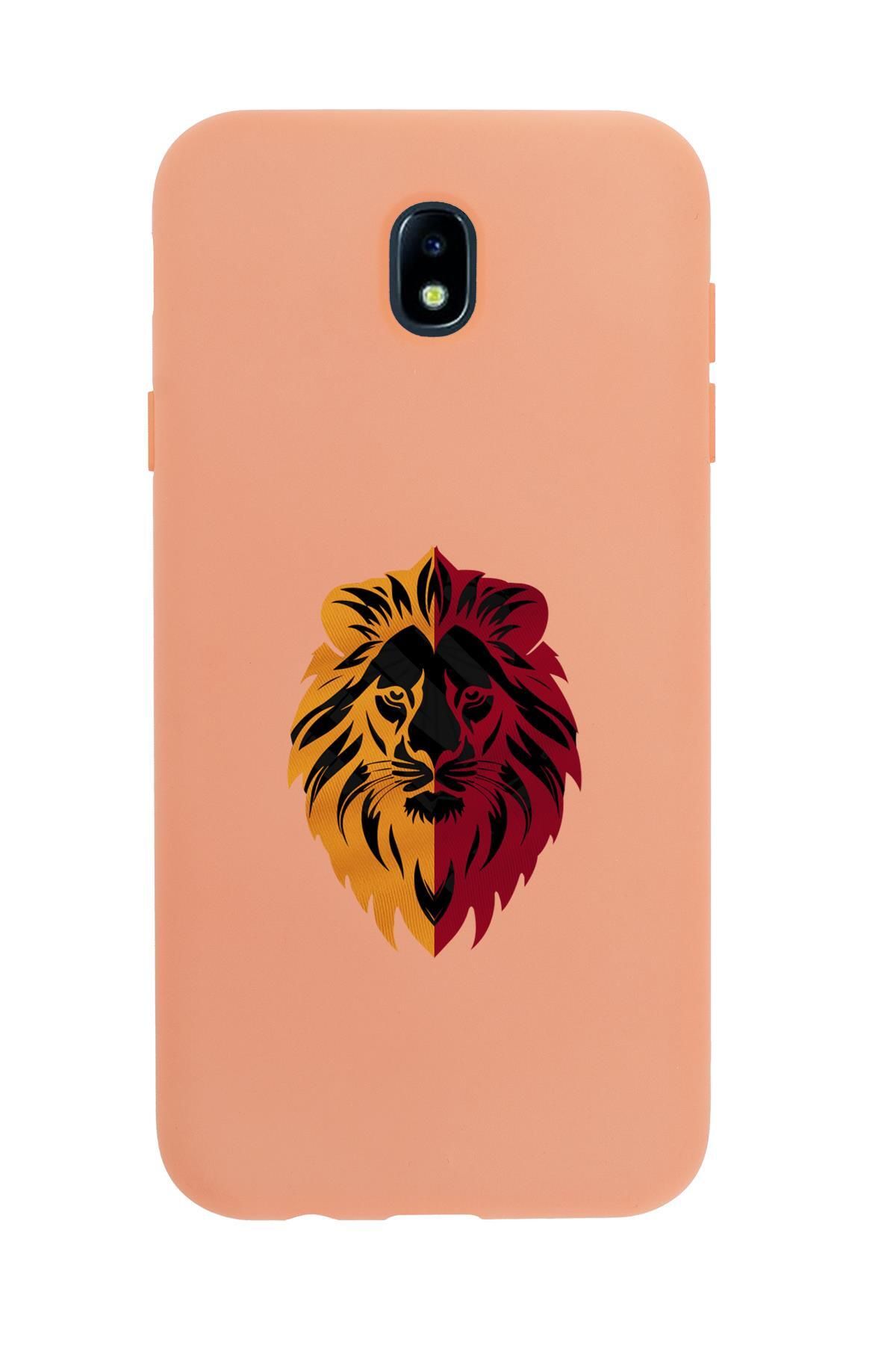 mooodcase Samsung J7 Pro Uyumlu Sarı Kırmızı Aslan Desenli Premium Silikonlu Telefon Kılıfı