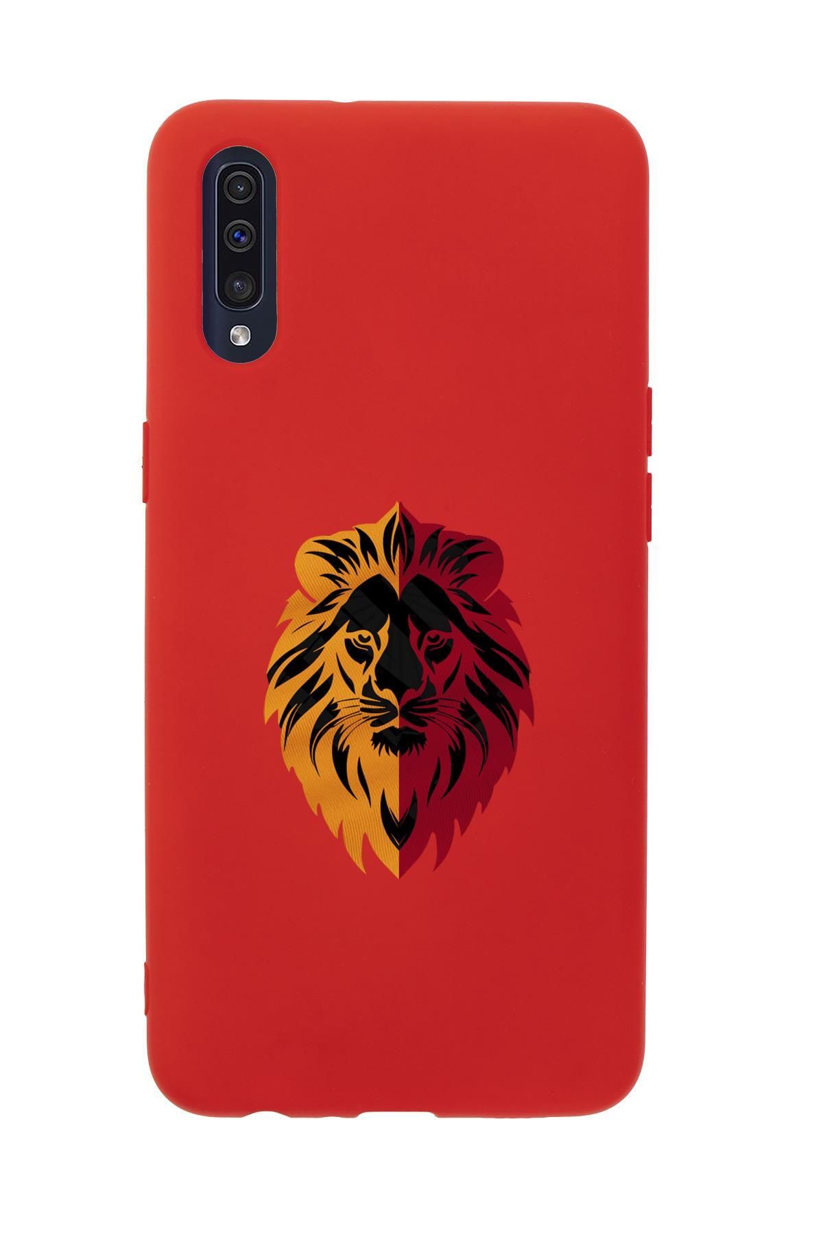 mooodcase Samsung A30S Uyumlu Sarı Kırmızı Aslan Desenli Premium Silikonlu Telefon Kılıfı