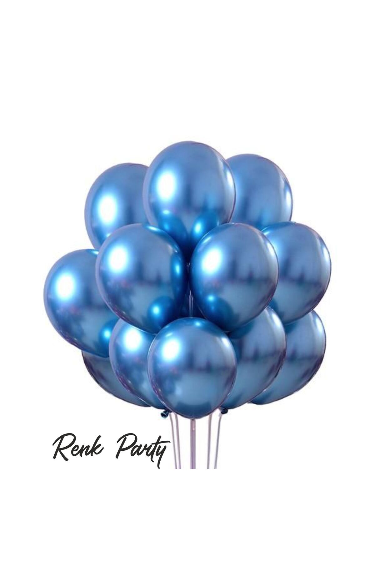 renk party Krom Mavi Balon 12 Inch 10 Adet - Chrome Balloon
