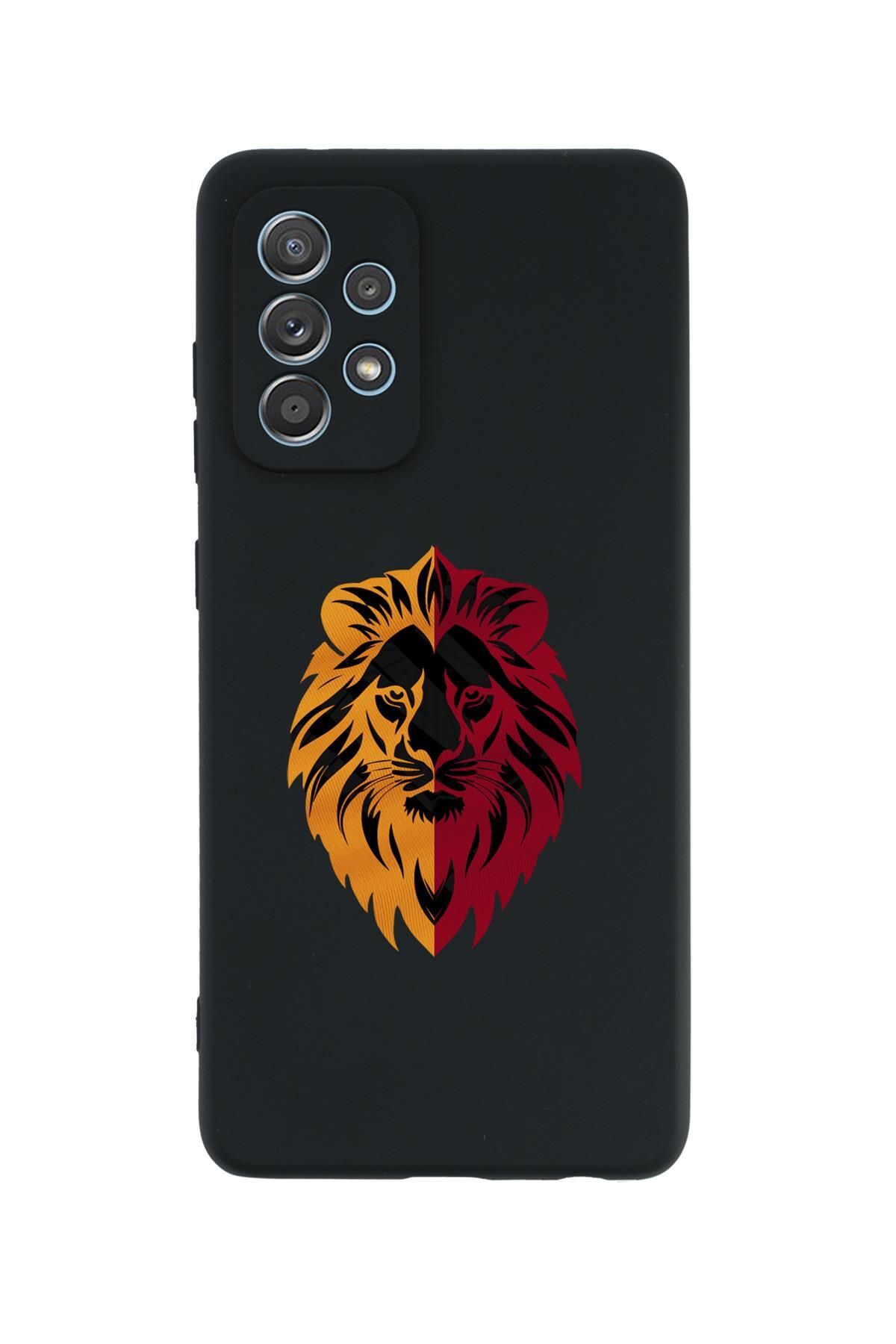 mooodcase Samsung A53 Uyumlu Sarı Kırmızı Aslan Desenli Premium Silikonlu Telefon Kılıfı