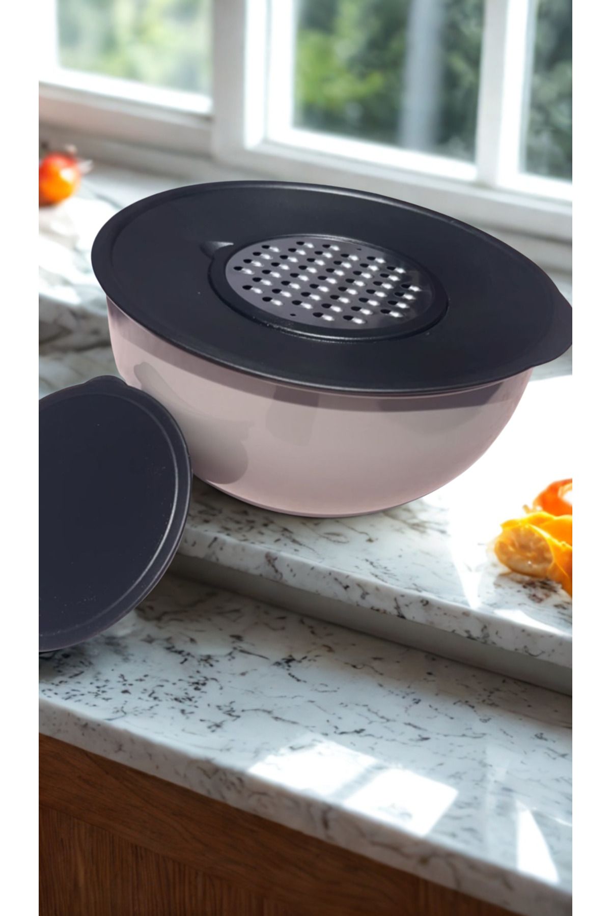 MevsimSepeti-Multi-Purpose Whisk & Grater & Storage Container – 3 in 1 Kitchen Container – Plastic Bowl Set with Lid 2