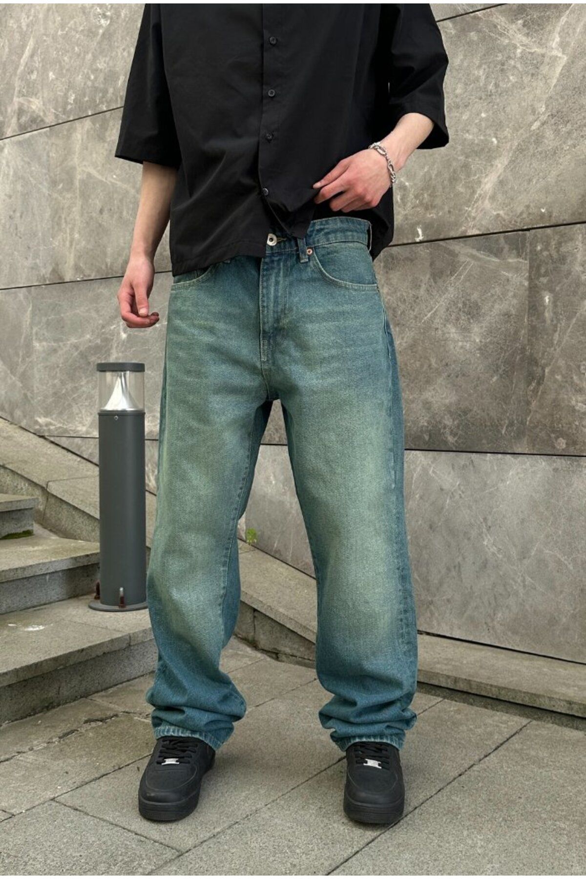 serline Premium Taşlamalı Baggy Pantolon