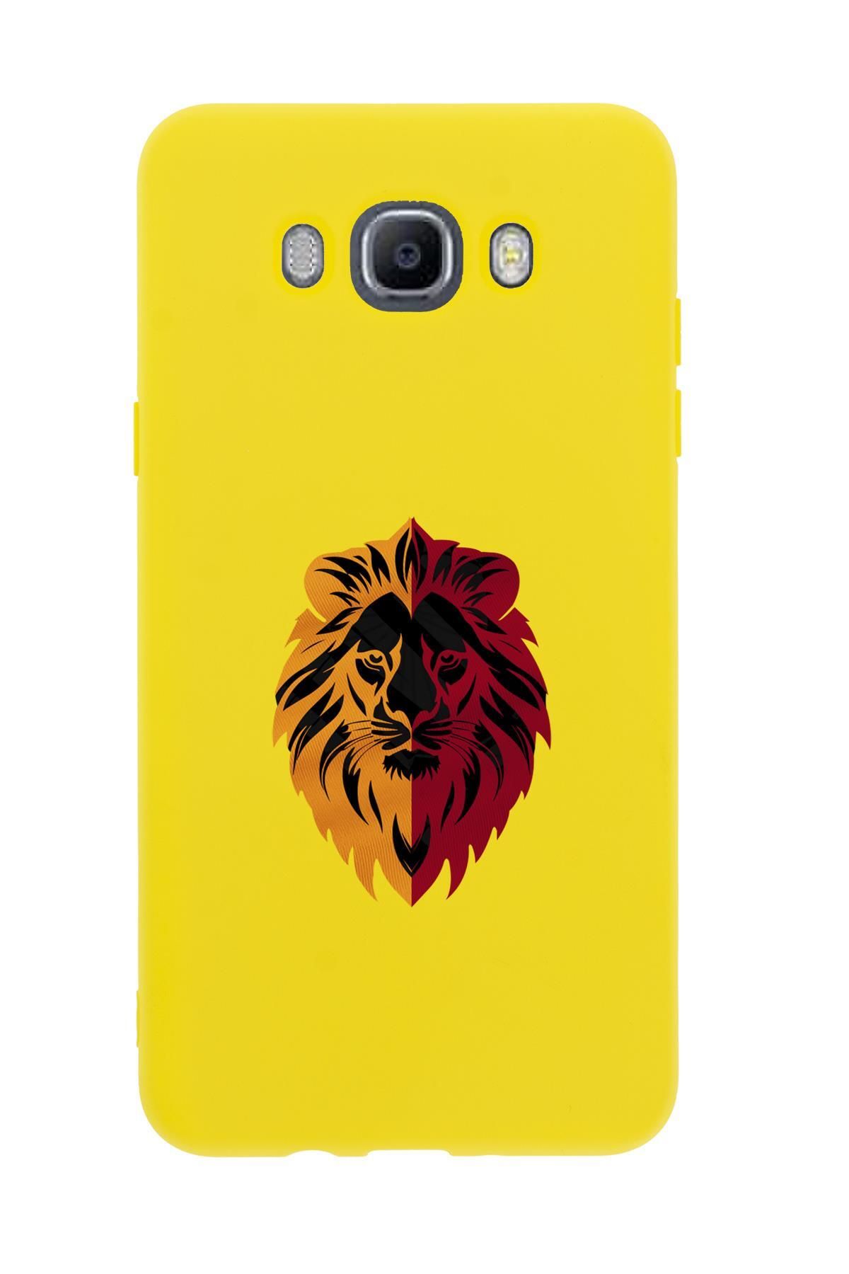mooodcase Samsung J7 2016 Uyumlu Sarı Kırmızı Aslan Desenli Premium Silikonlu Telefon Kılıfı