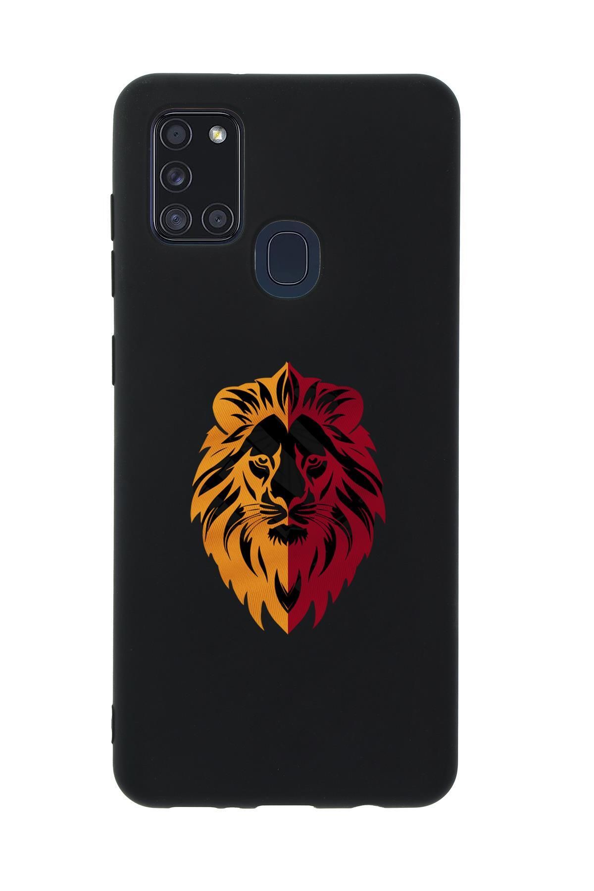 mooodcase Samsung A21S Uyumlu Sarı Kırmızı Aslan Desenli Premium Silikonlu Telefon Kılıfı