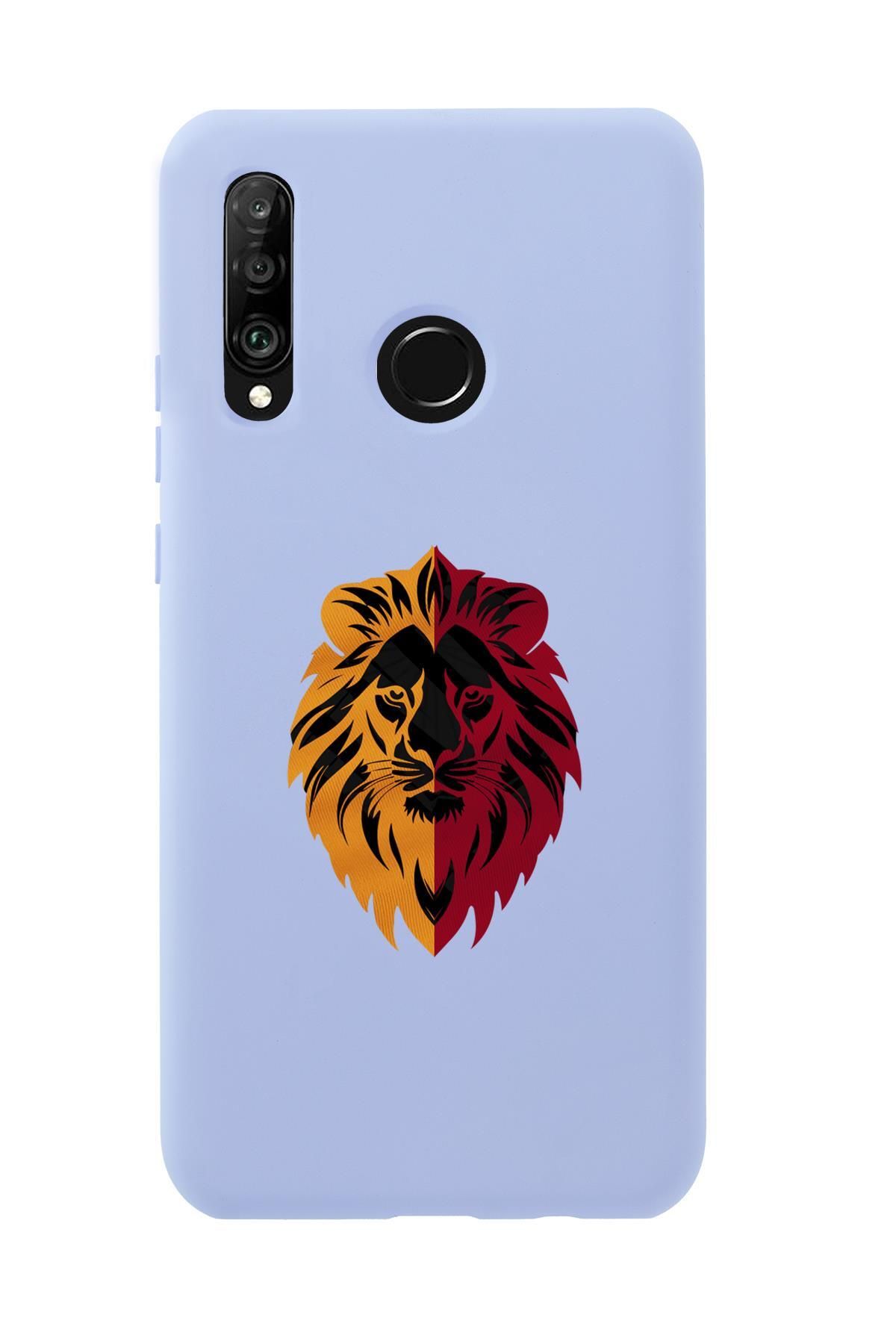 mooodcase Huawei P30 Lite Uyumlu Sarı Kırmızı Aslan Desenli Premium Silikonlu Telefon Kılıfı