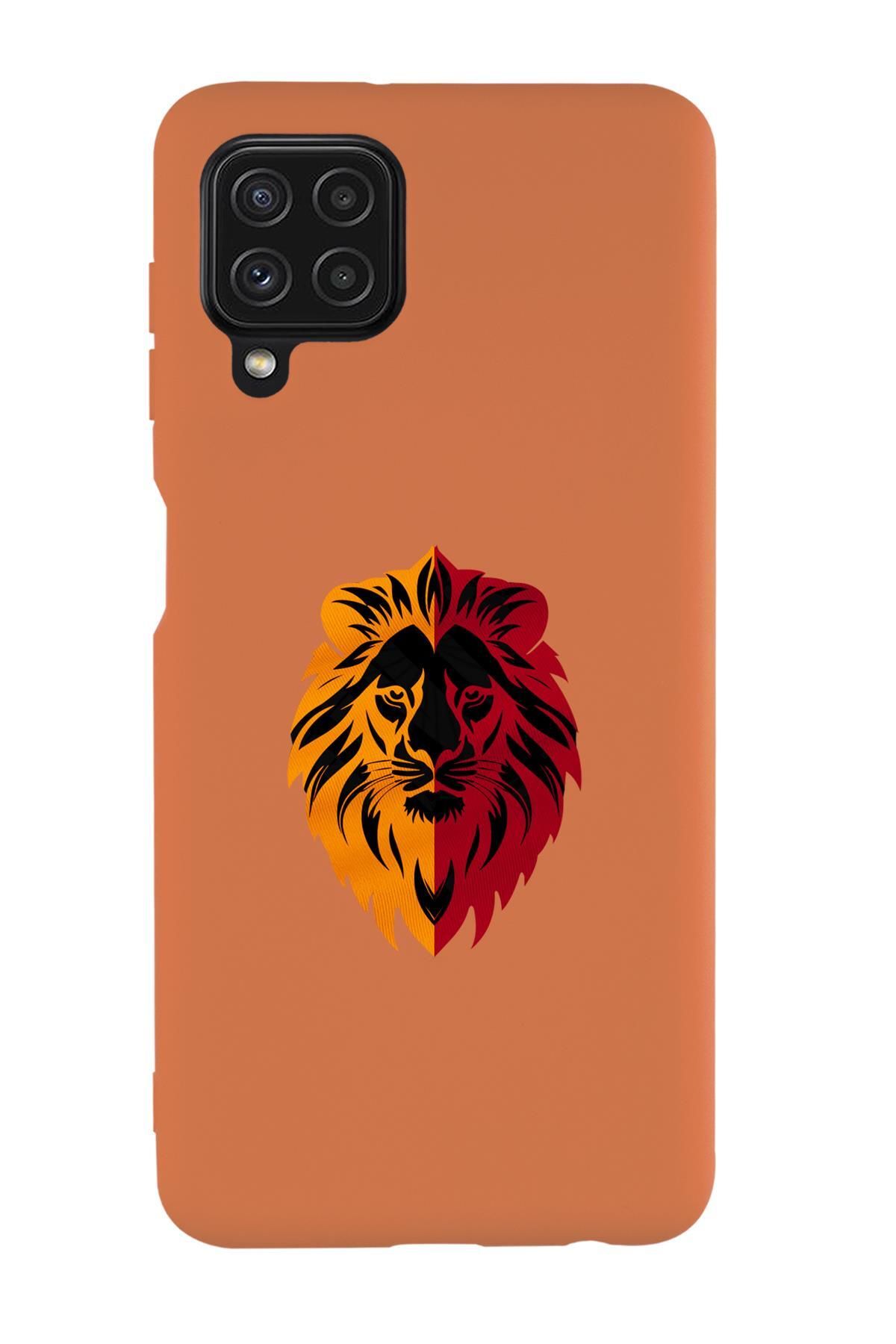mooodcase Samsung A22 Uyumlu Sarı Kırmızı Aslan Desenli Premium Silikonlu Telefon Kılıfı
