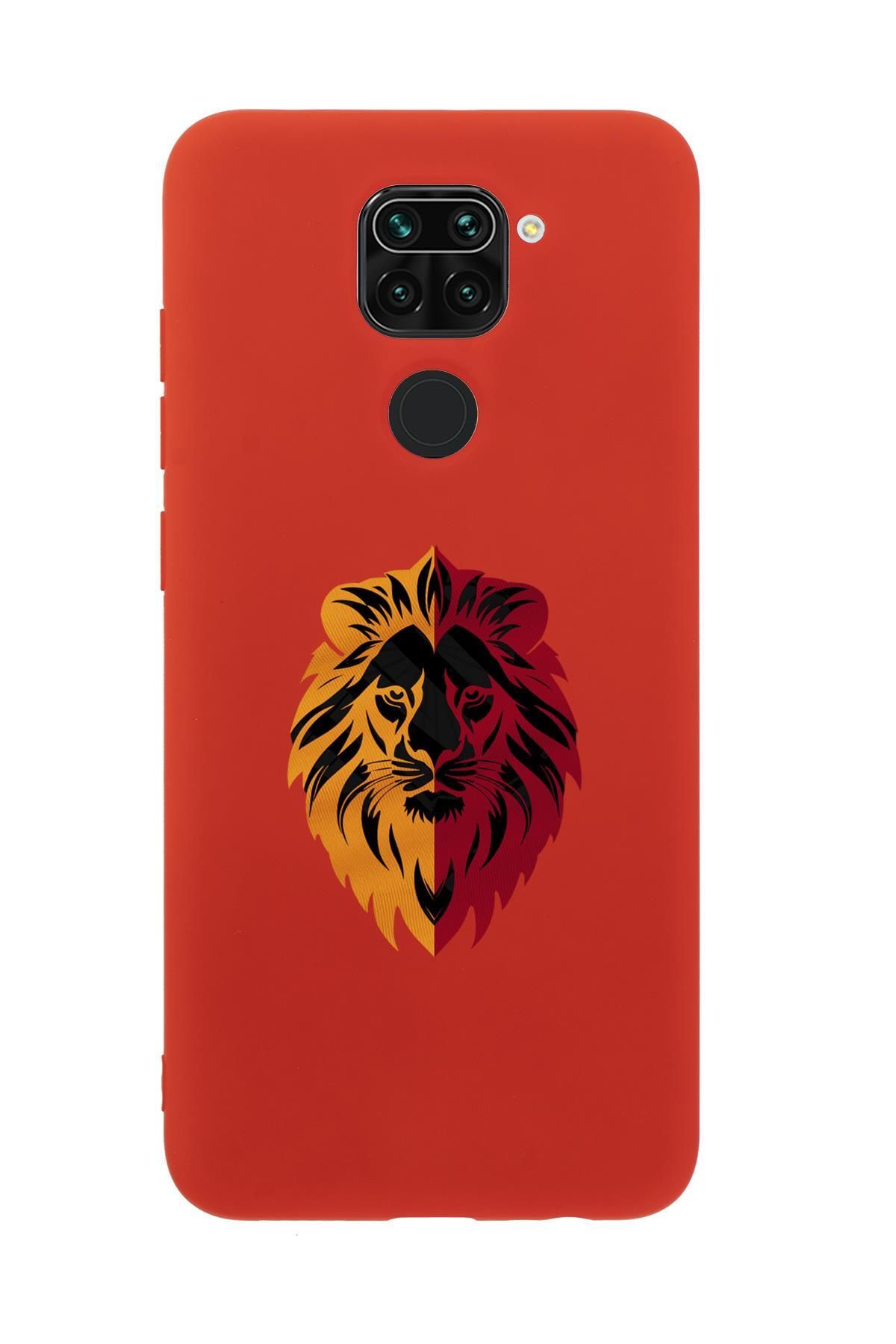 mooodcase Xiaomi Redmi Note 9 Uyumlu Sarı Kırmızı Aslan Desenli Premium Silikonlu Telefon Kılıfı
