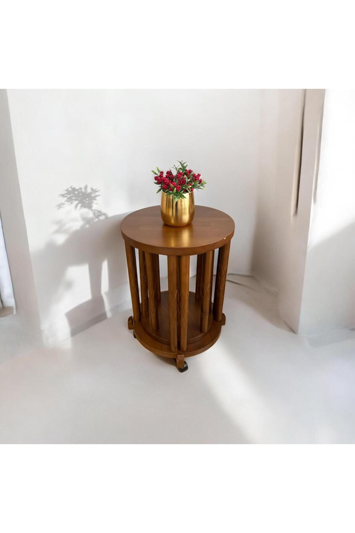 Sienta Home Dekoratif Ahşap Matruşka Tekerlekli Zigon Sehpa-Tabure 4’lü Ceviz