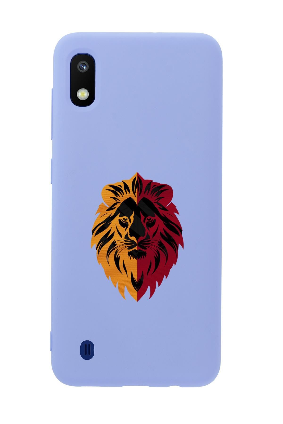 mooodcase Samsung A10 Uyumlu Sarı Kırmızı Aslan Desenli Premium Silikonlu Telefon Kılıfı