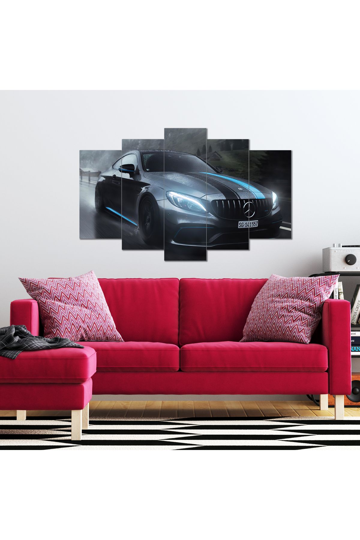 hepsidahilcom Mercedes Görselli 5 Parça MDF Tablo