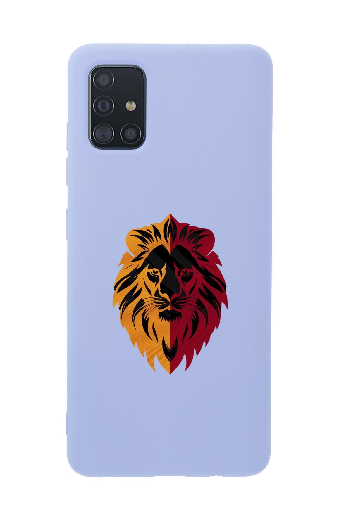 mooodcase Samsung A51 Uyumlu Sarı Kırmızı Aslan Desenli Premium Silikonlu Telefon Kılıfı