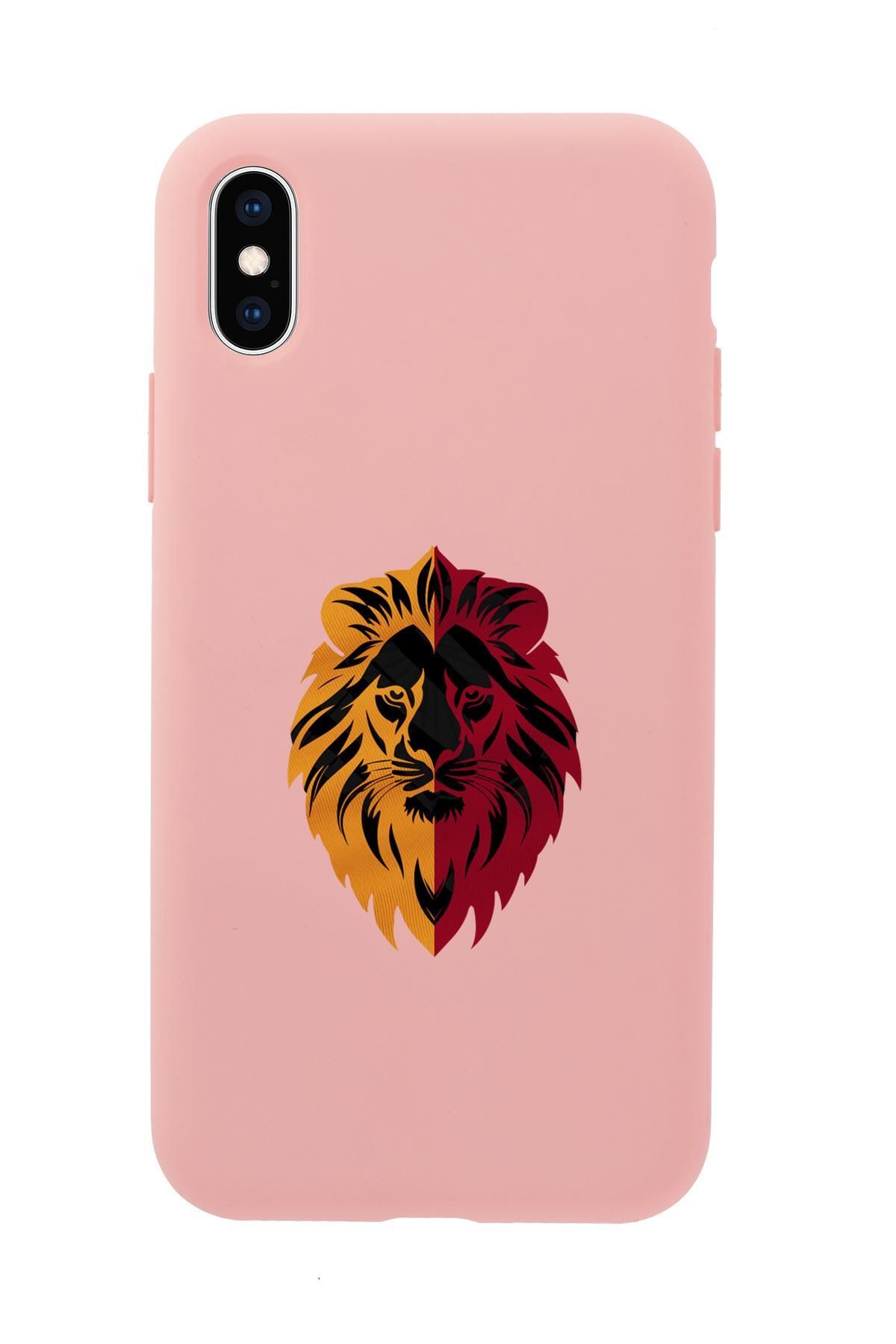 mooodcase iPhone X Uyumlu Sarı Kırmızı Aslan Desenli Premium Silikonlu Telefon Kılıfı