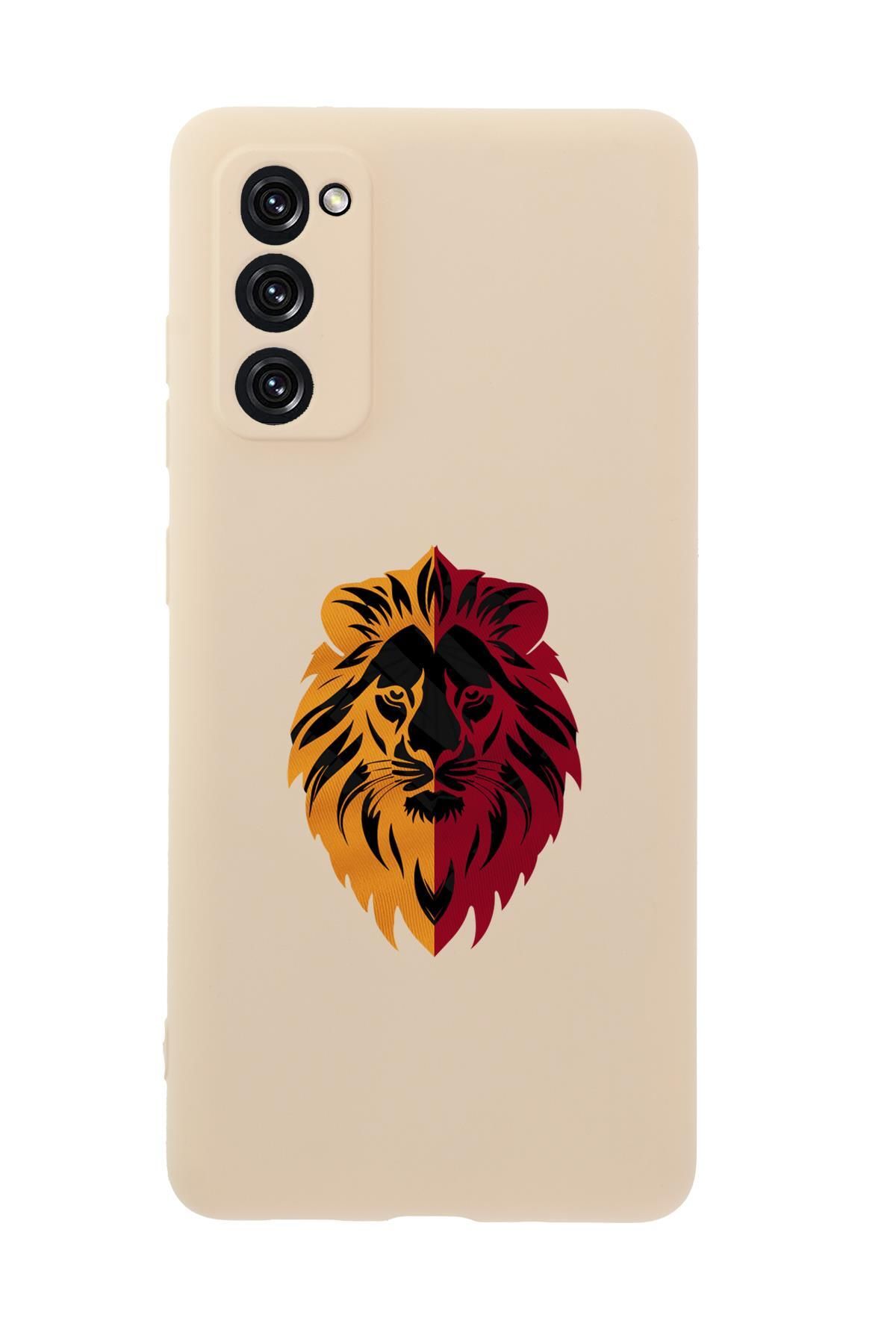 mooodcase Samsung S20 Fe Uyumlu Sarı Kırmızı Aslan Desenli Premium Silikonlu Telefon Kılıfı