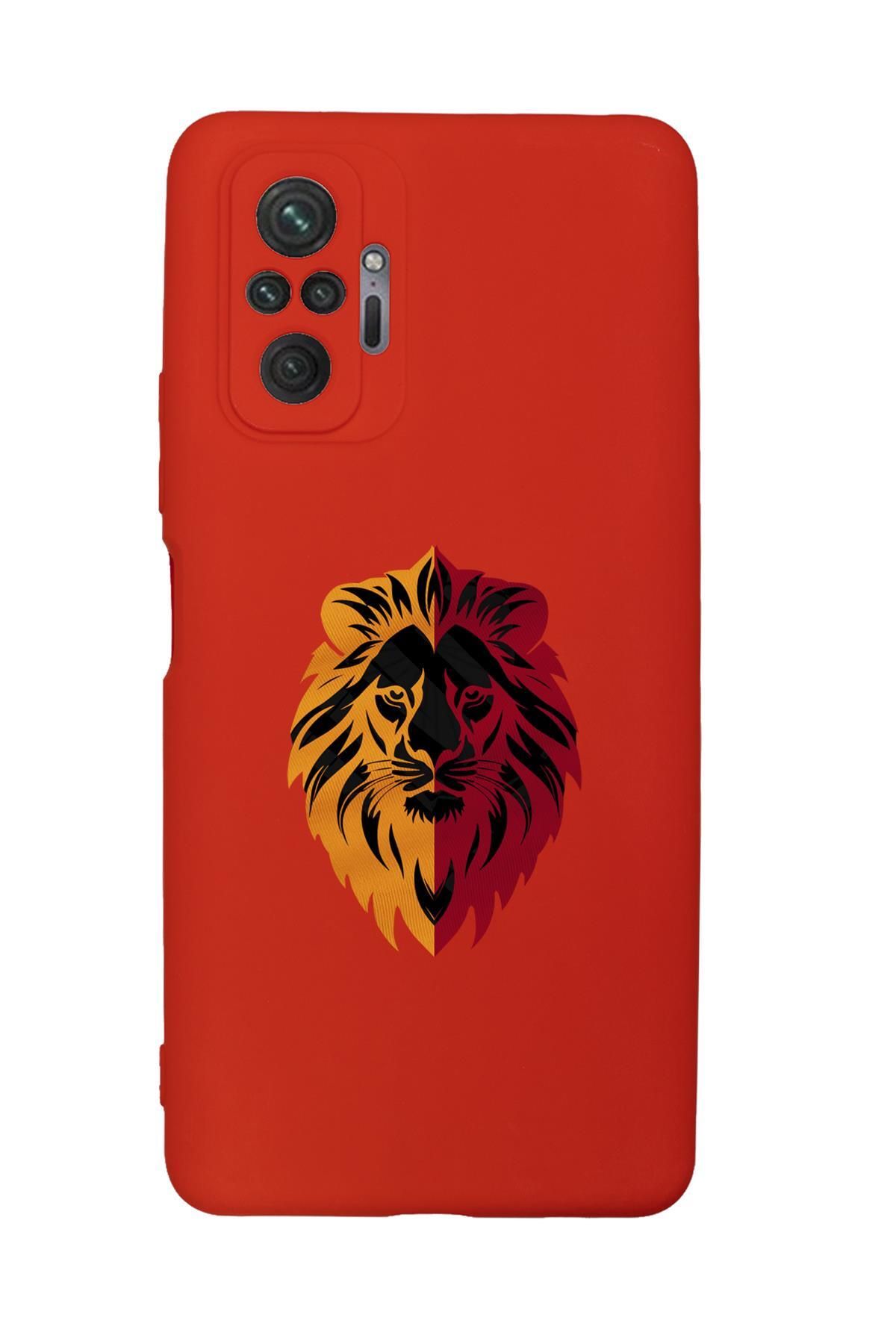 mooodcase Xiaomi Redmi Note 10 Pro Max Uyumlu Sarı Kırmızı Aslan Desenli Premium Silikonlu Telefon Kılıfı