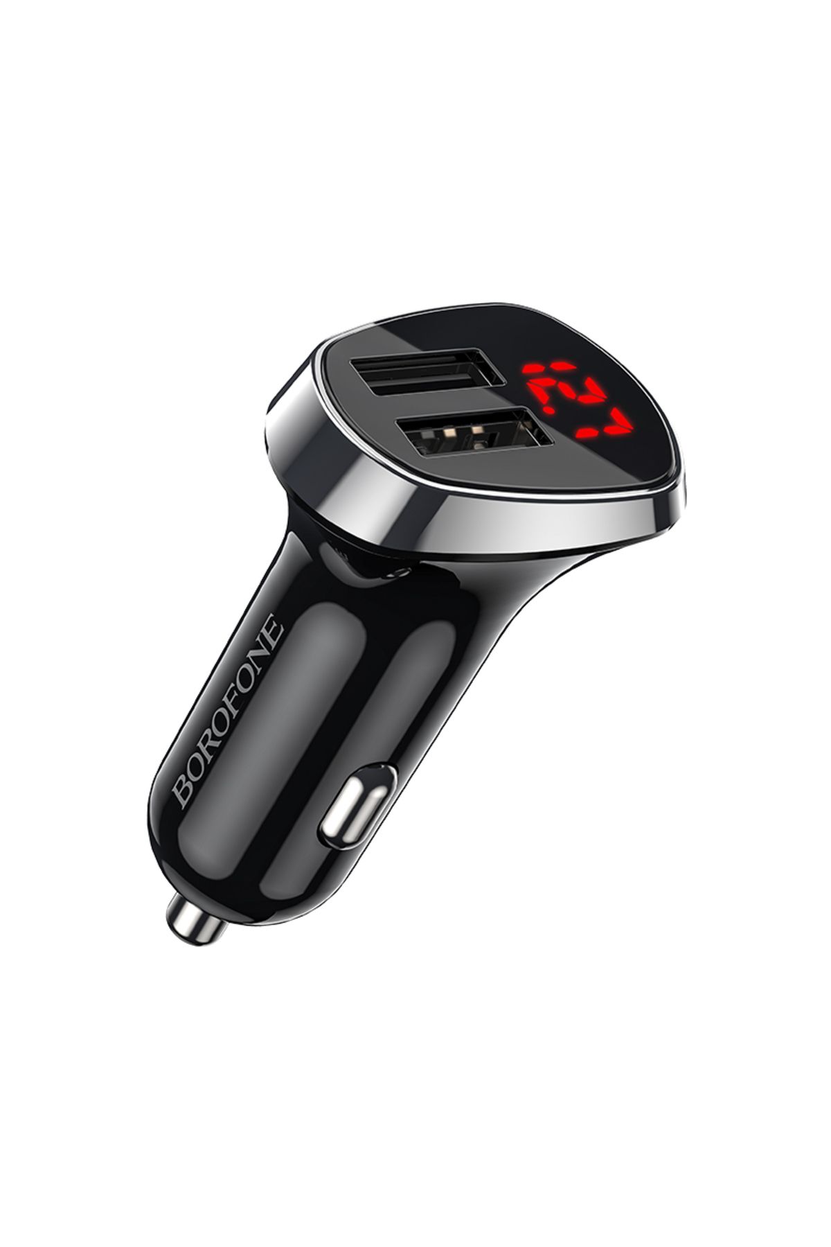 Borofone-Încărcător auto dual USB LED cu cablu Lightning pentru iPhone / Android / Huawei 2.4 A - Negru 6