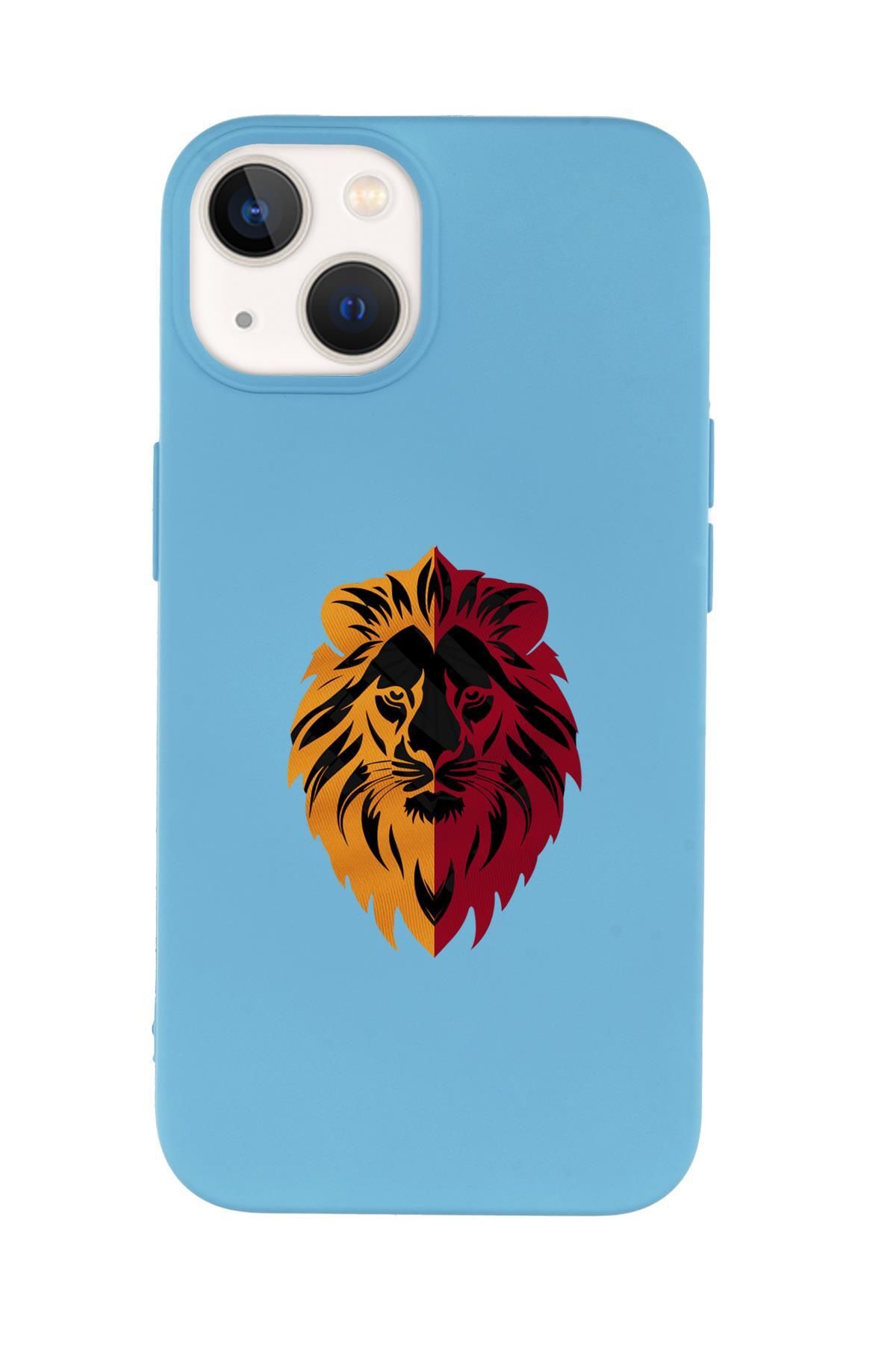 mooodcase iPhone 14 Uyumlu Sarı Kırmızı Aslan Desenli Premium Silikonlu Telefon Kılıfı