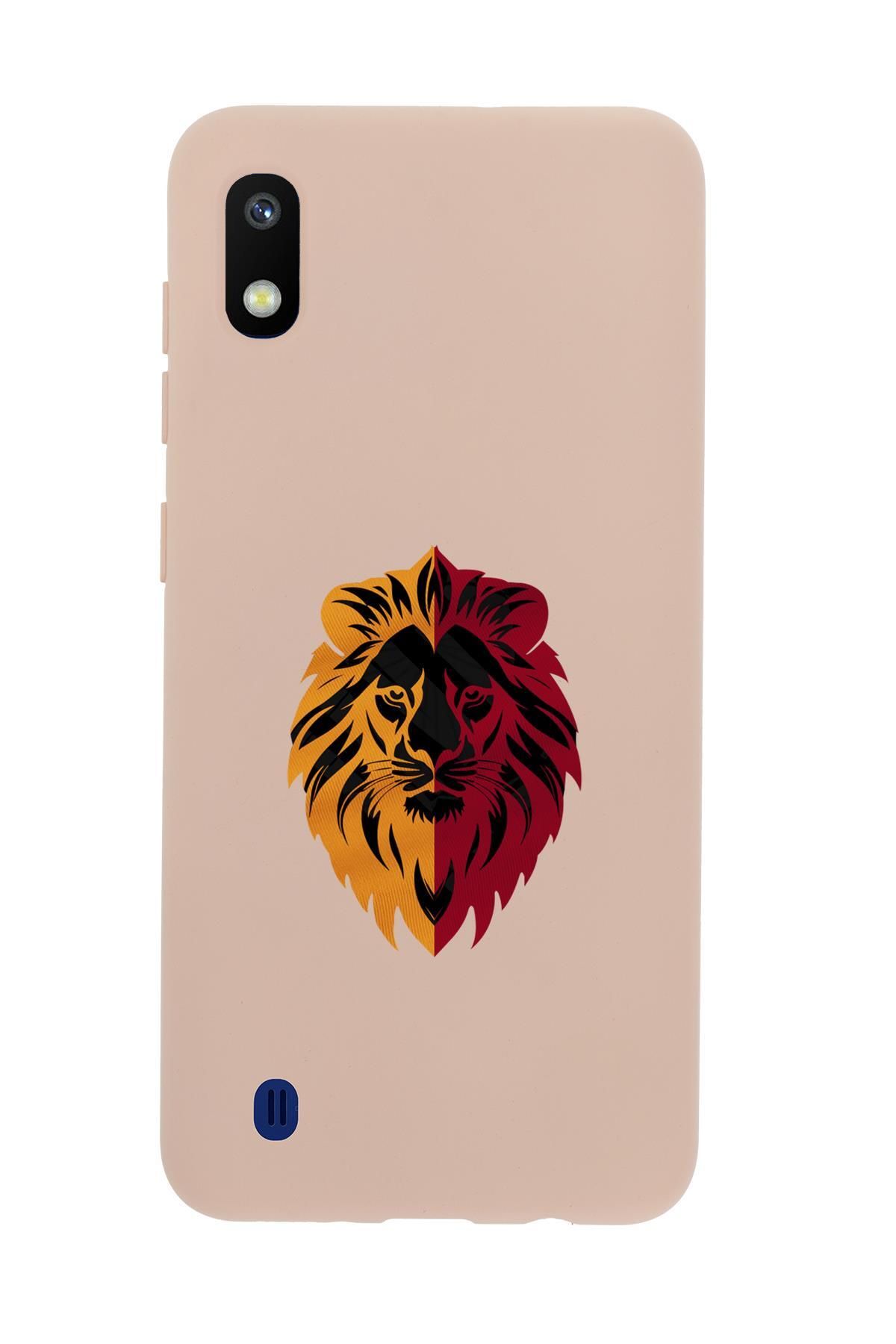 mooodcase Samsung A10 Uyumlu Sarı Kırmızı Aslan Desenli Premium Silikonlu Telefon Kılıfı