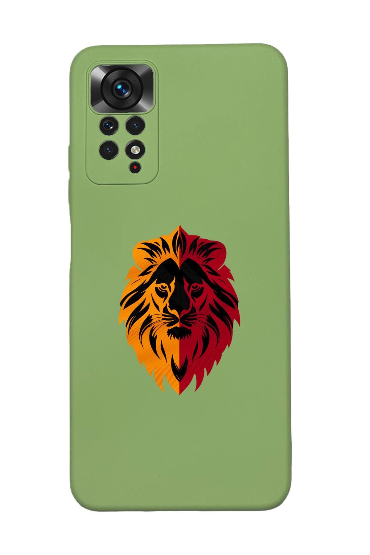 mooodcase Xiaomi Redmi Note 11 Uyumlu Uyumlu Sarı Kırmızı Aslan Desenli Premium Silikonlu Lansman Telefon Kılı