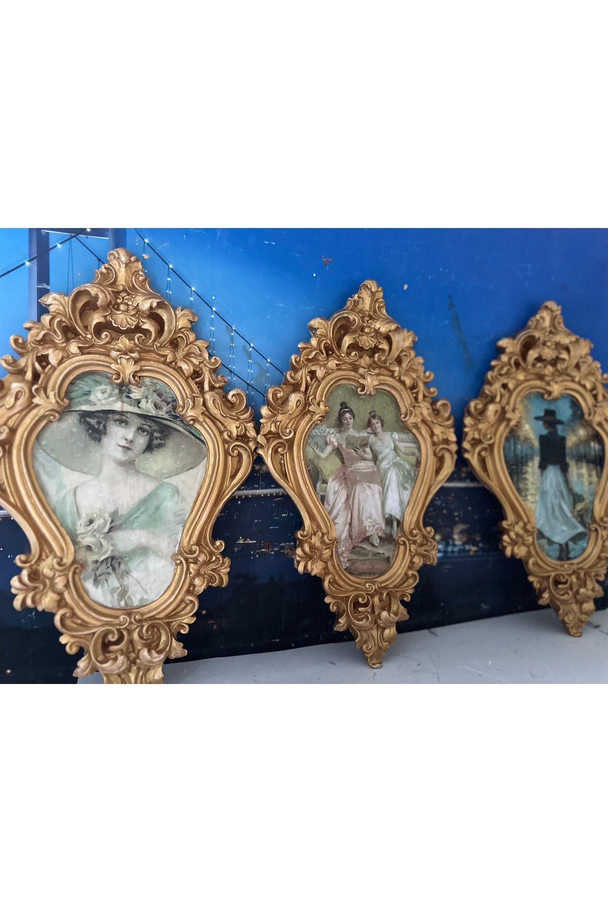 busraconcept Vintage tarzı dekopaj duvar tablo 3lü set 42cm