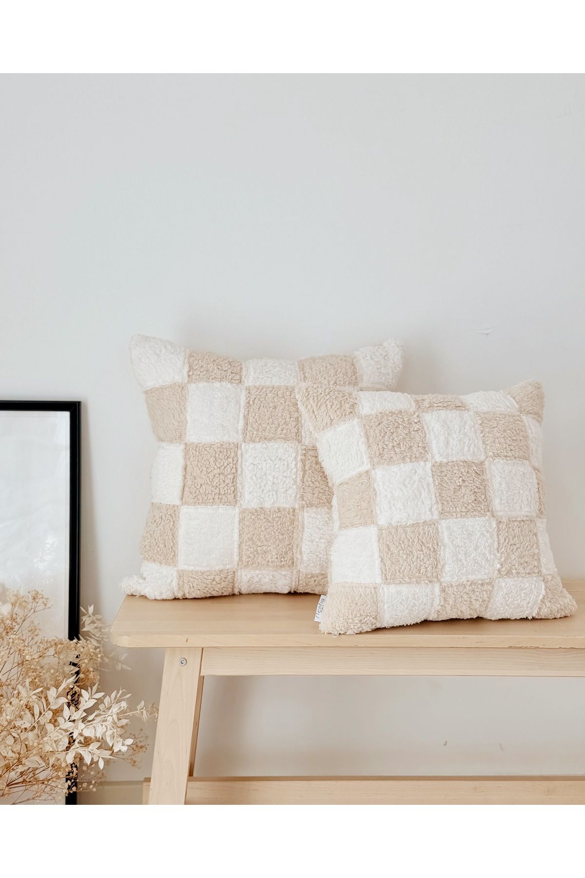 Hestia Home Teddy Kırlent Kılıfı Damalı Yastık Kılıfı