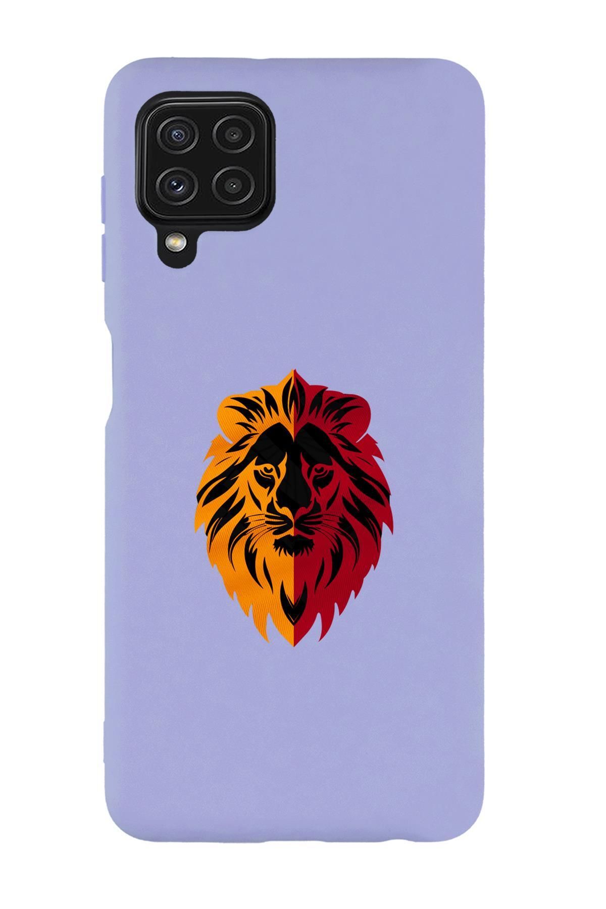 mooodcase Samsung A22 Uyumlu Sarı Kırmızı Aslan Desenli Premium Silikonlu Telefon Kılıfı