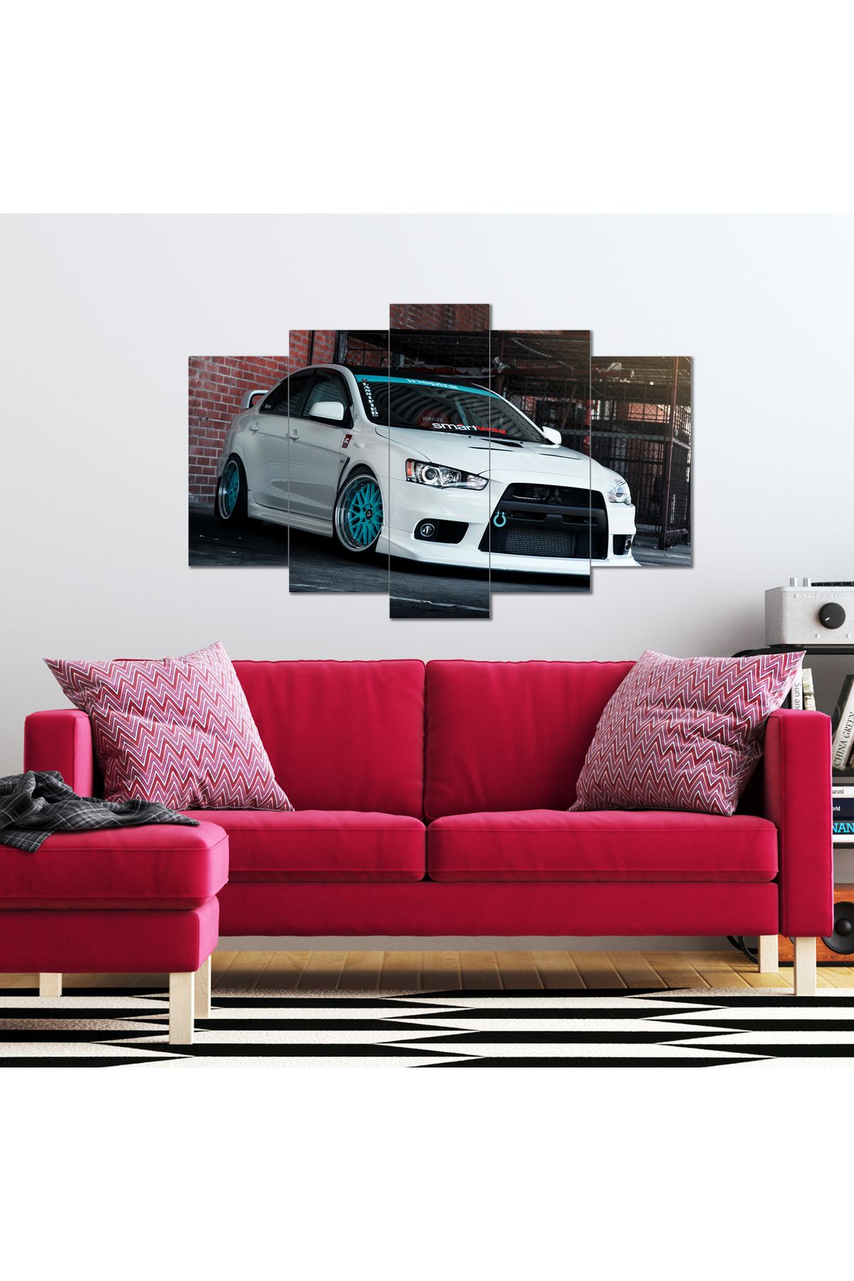 hepsidahilcom Modifiye Spor Araba Temalı 5 Parça MDF Tablo