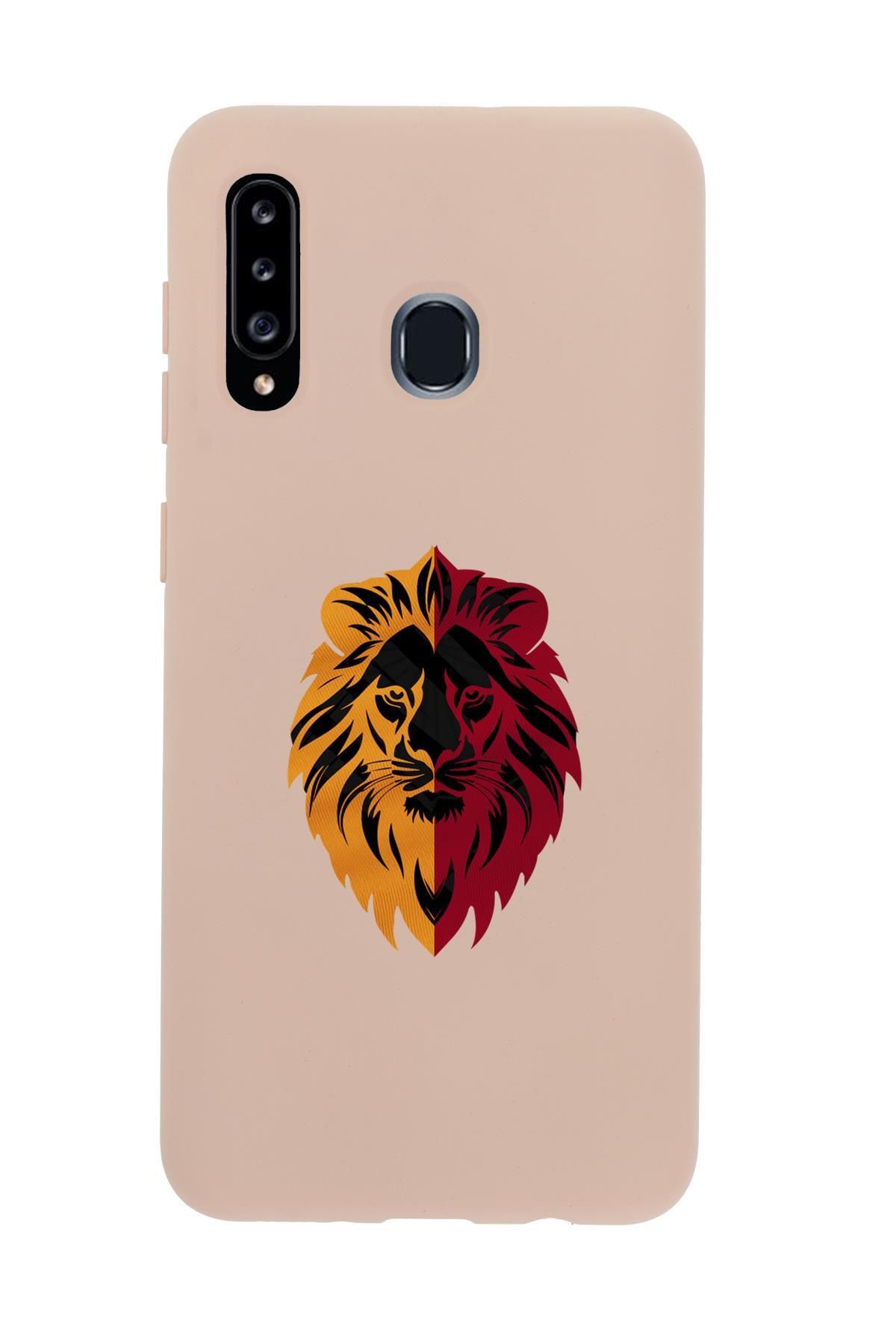 mooodcase Samsung A20S Uyumlu Sarı Kırmızı Aslan Desenli Premium Silikonlu Telefon Kılıfı