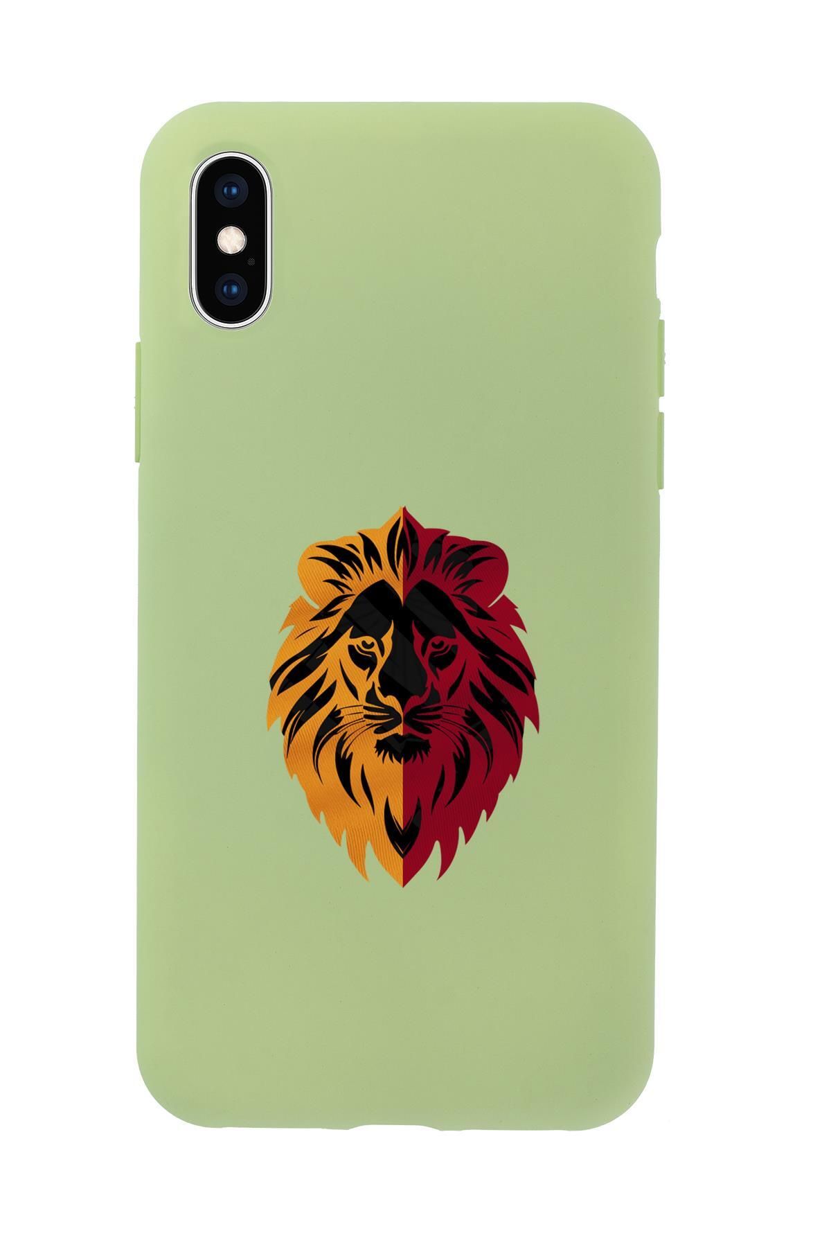 mooodcase iPhone X Uyumlu Sarı Kırmızı Aslan Desenli Premium Silikonlu Telefon Kılıfı