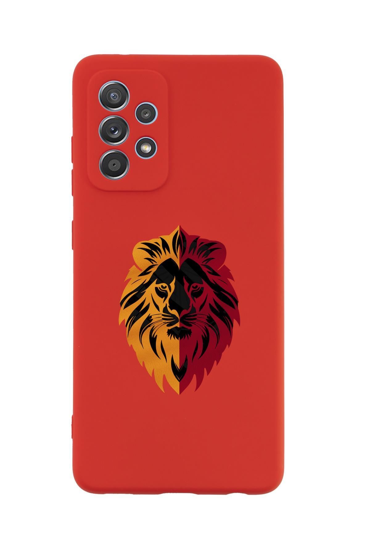 mooodcase Samsung A52 Uyumlu Sarı Kırmızı Aslan Desenli Premium Silikonlu Telefon Kılıfı