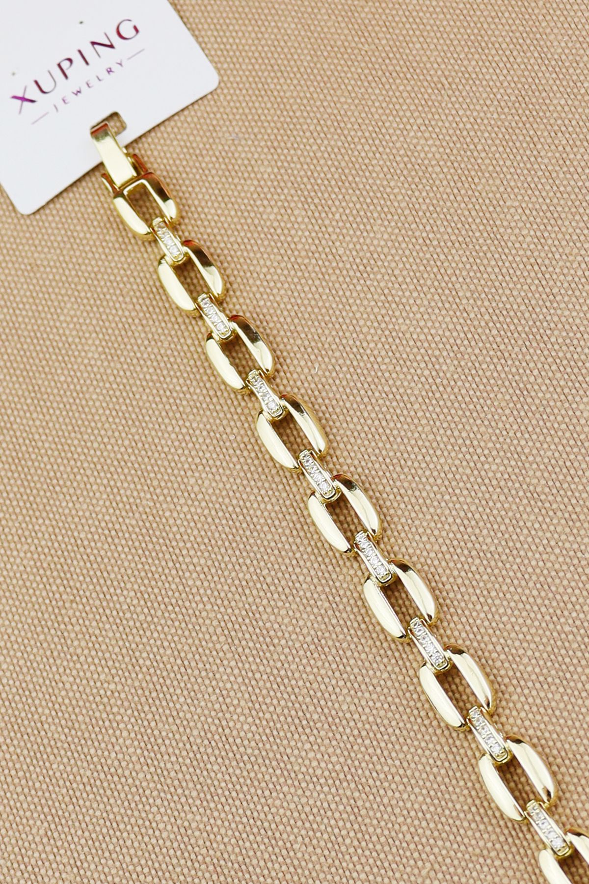 KERİMOĞLU Xuping Bileklik - Vip Zirkon Taşlı Zarif Şık Halka Model Gold Xuping Bileklik 17+2 En:7mm Yeni Sezon