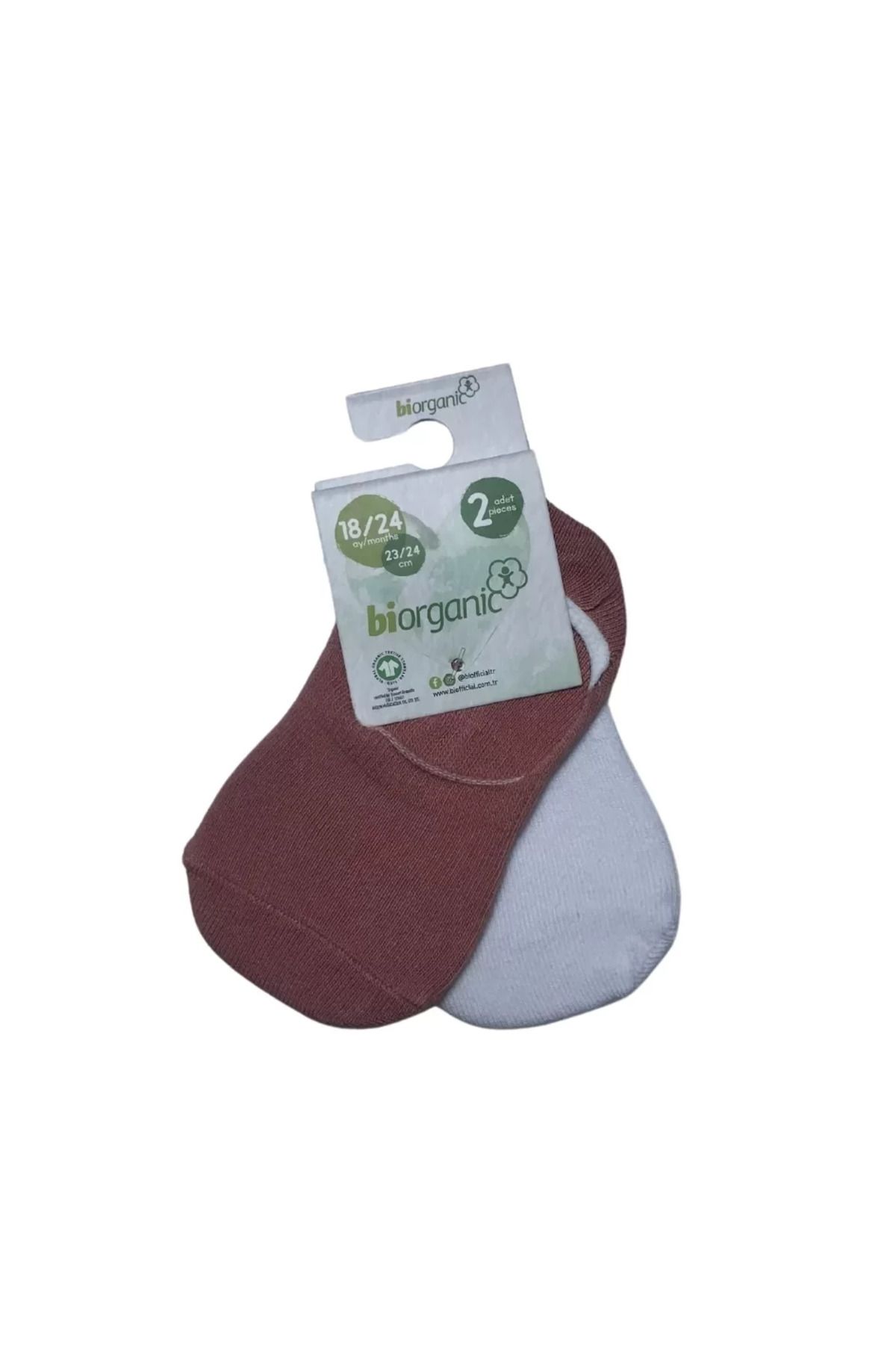 Wear Hype Bibaby Biorganic New Basic Kız 2'li Babet Çorap 68486 Gülkurusu Beyaz