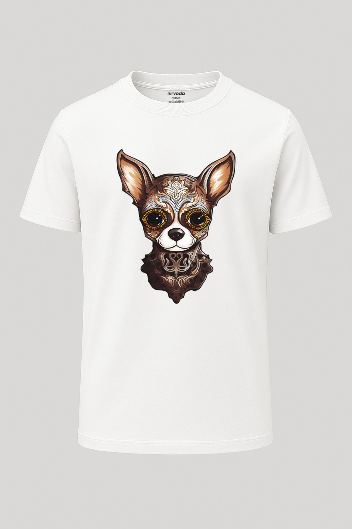 nirvoda Unisex Gotik Tarz Chihuahua Şivava Tişört - Baskılı Köpekli T-shirt