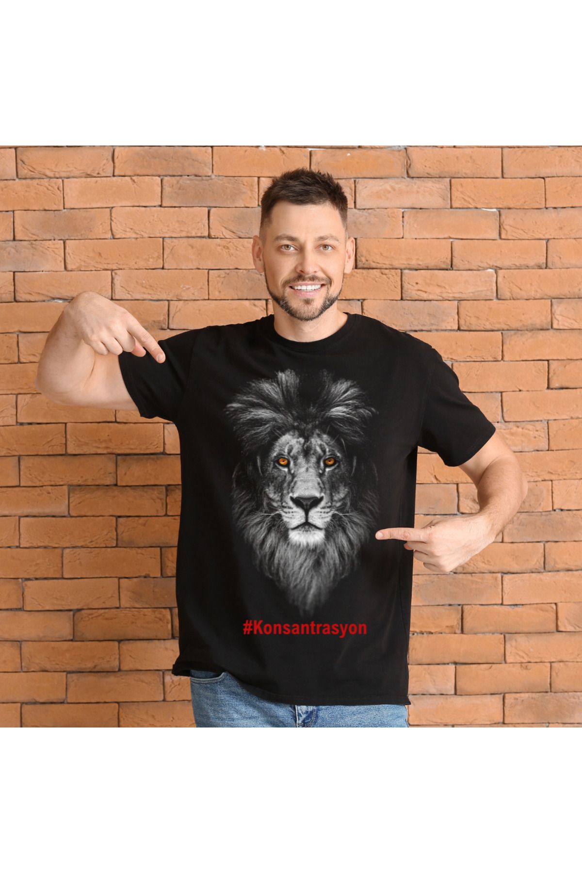Gala Stile Aslan Özel Tasarım Baskılı Taraftar Erkek Tişört
