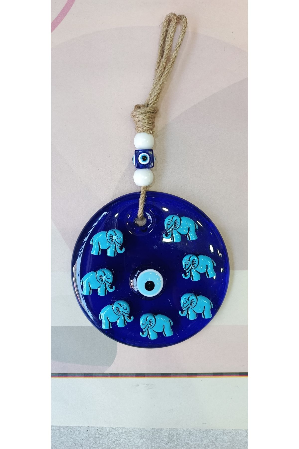 Nurtakı Nurtakı İpli 7 lı Fil Figürlü Naxar Boncuk 12 cm