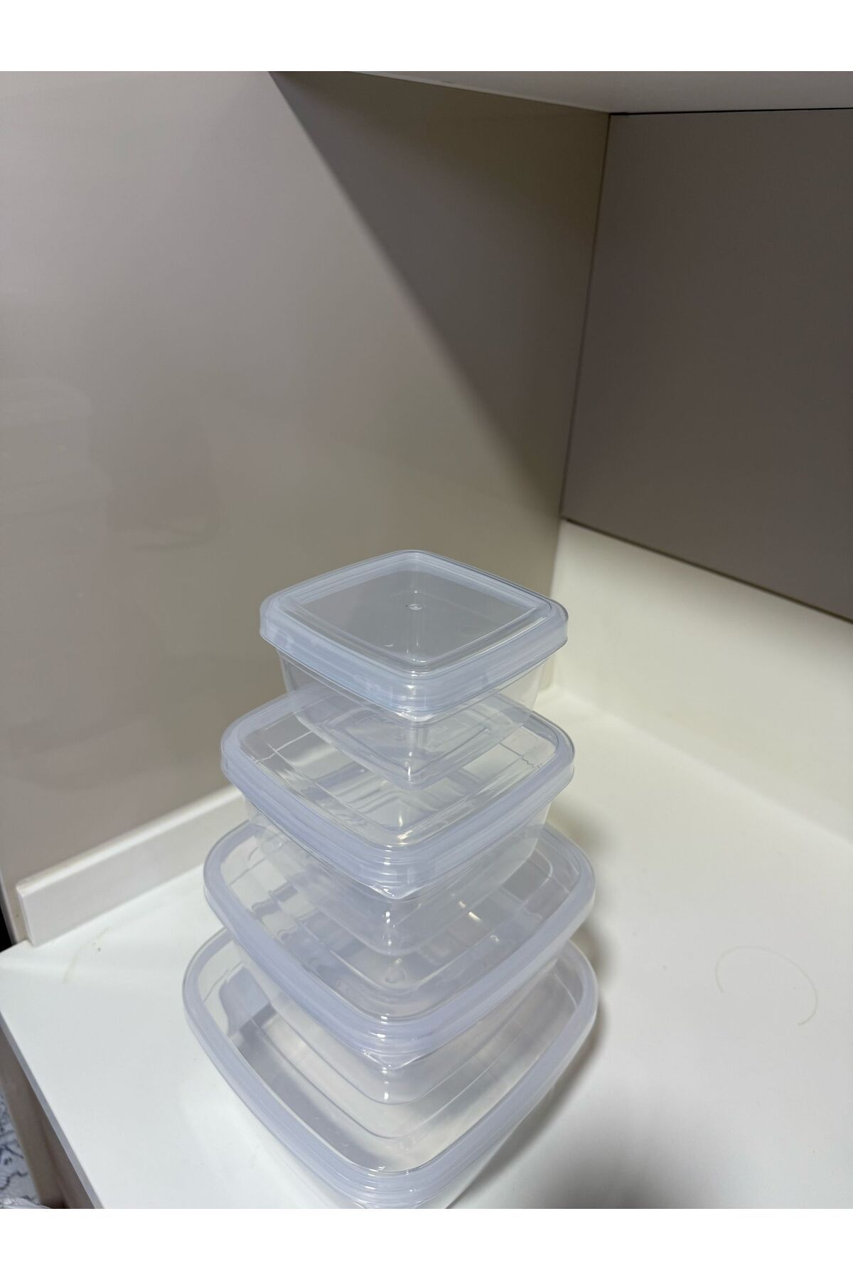 Tercih Home-4-Piece Nested Transparent Square Storage Set Suitable for Freezer and Microwave (2.4Lt+1.5Lt+0.9Lt+0.5Lt) 3