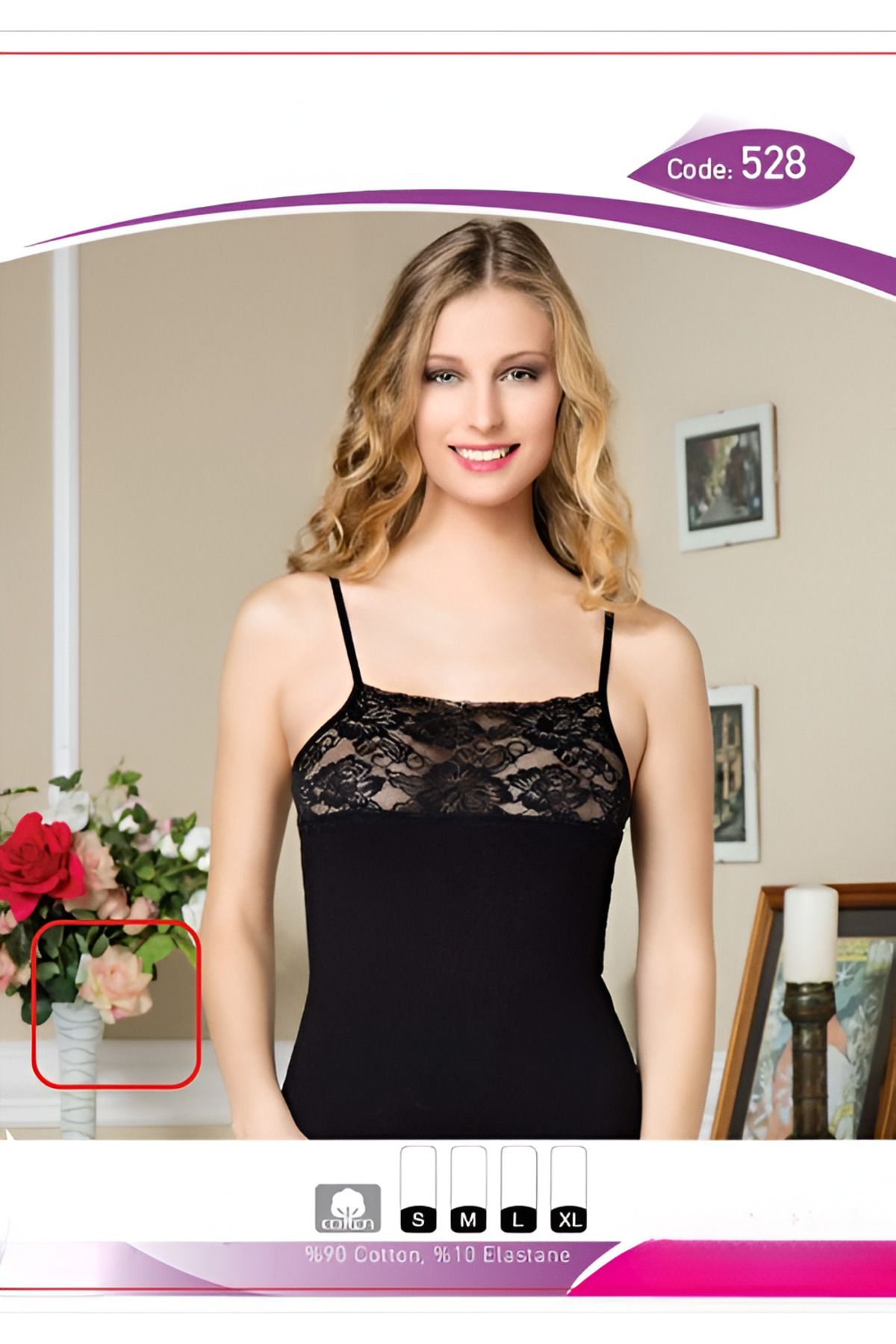 NETLY İp Askılı Geniş Dantelli Atlet - %90 pamuk