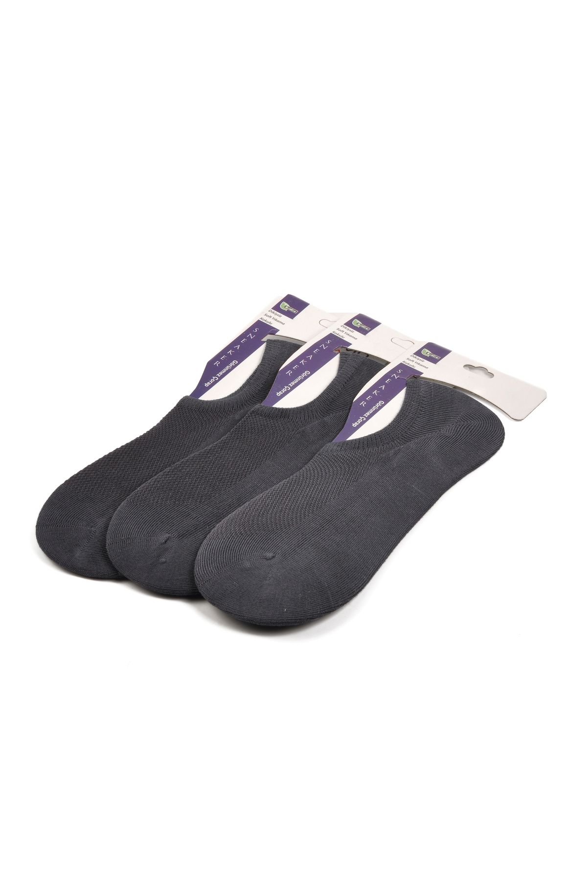 Aspor Füme Unisex Çorap 3 lü Babet Çorap