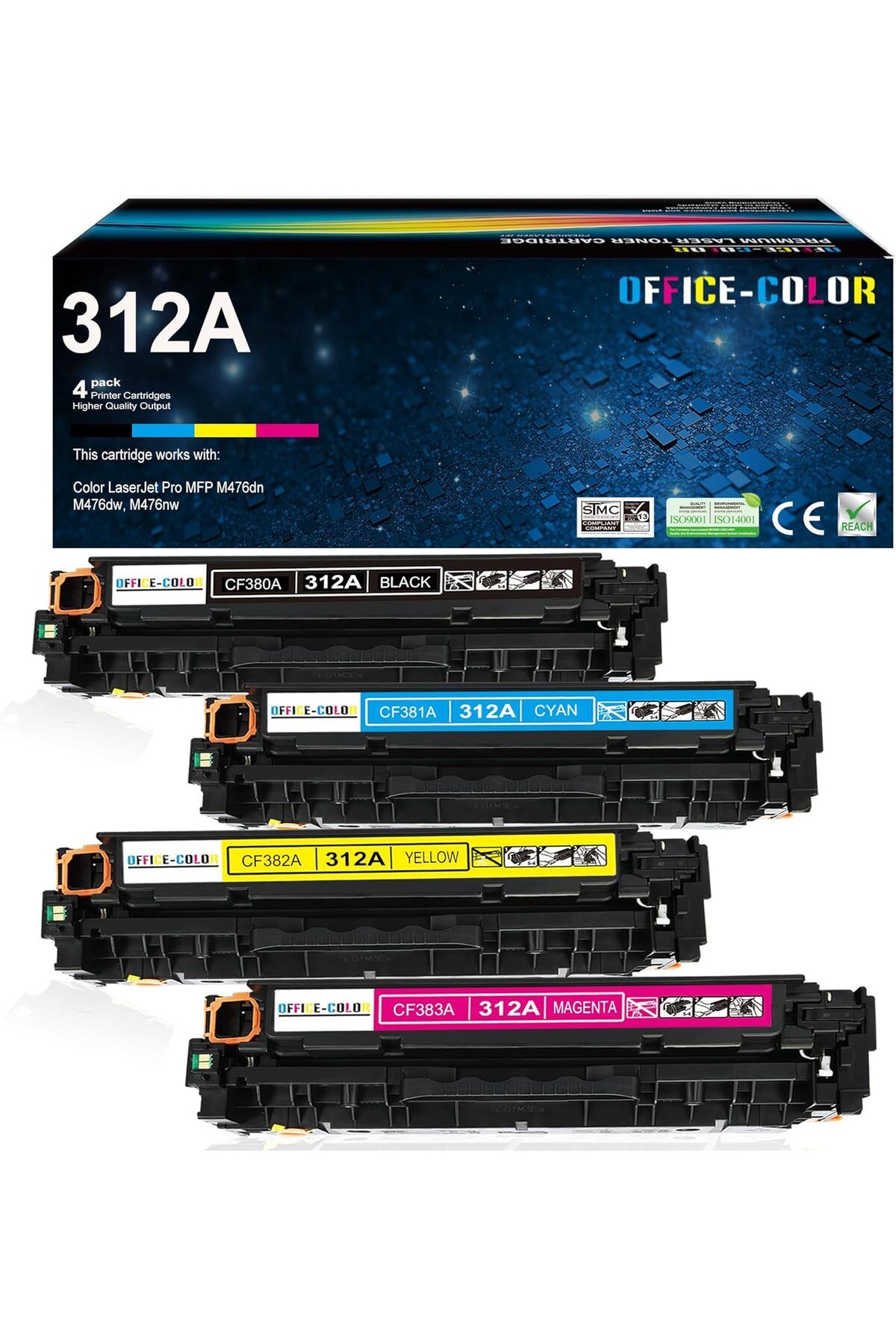 HP YA-DE TONER Laserjet Pro MFP M476dn M476dw M476nw Printer Ink (Black,Cyan,Magenta,Yellow)