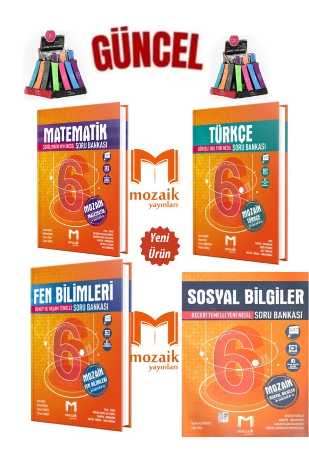 Marsis Yayınları Mozaik 6.Sınıf Matematik-Türkçe-Fen-Sosyal Soru Bankası Seti+Kalemlik
