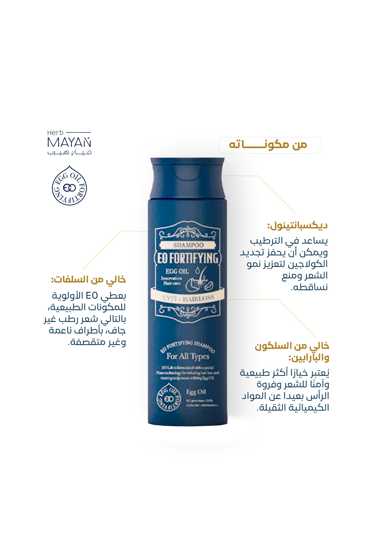 EGG OIL FORTIFYING-EO Fortifying Korean Shampoo for Women and Men, the perfect solution for hair loss with natural ingredients, 250 ml 5